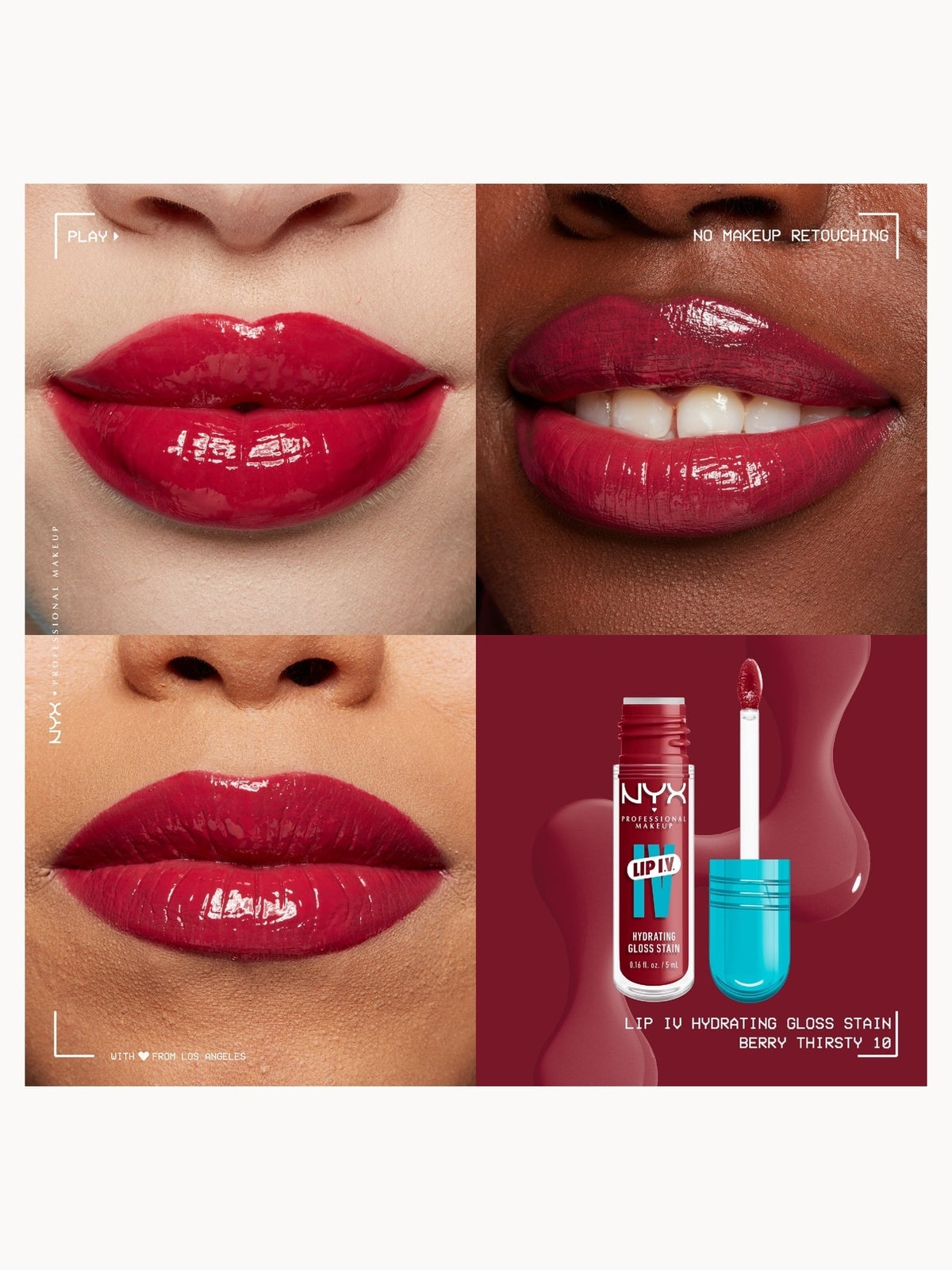 NYX Professional Makeup Lip IV Hydrating Gloss Stain (Various Shades) - Berry Thirsty 2