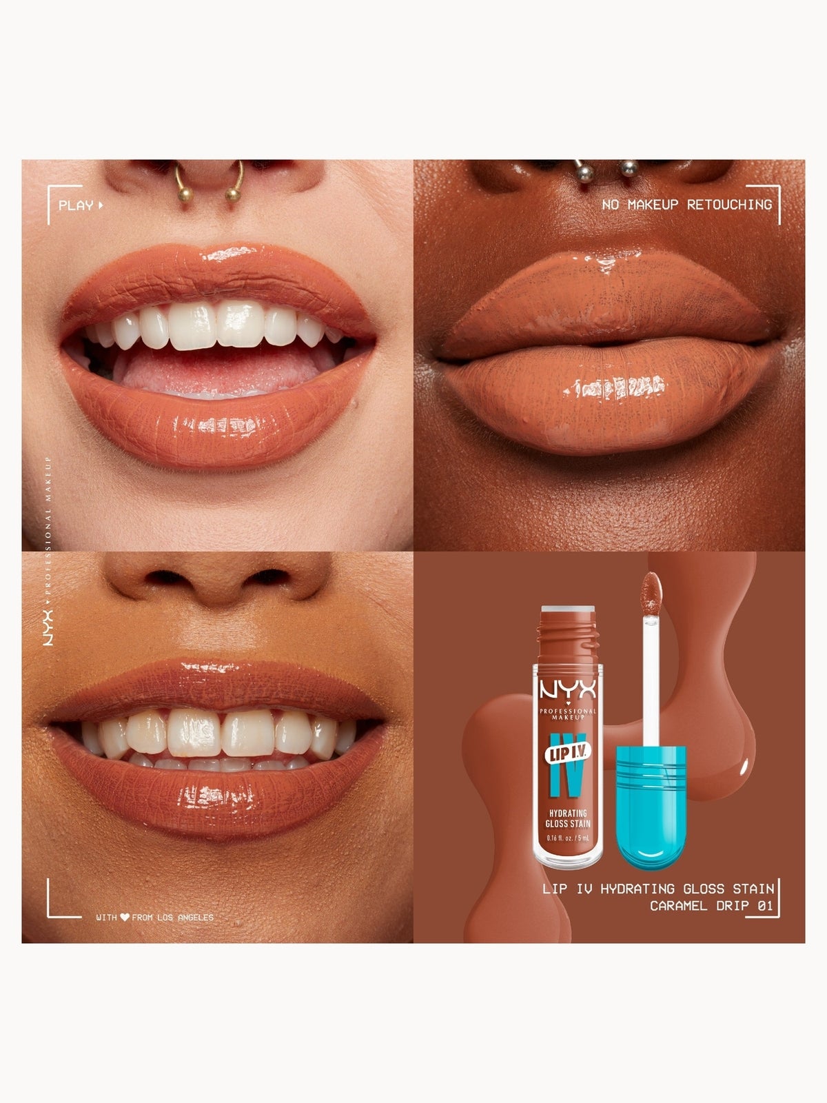 NYX Professional Makeup Lip IV Hydrating Gloss Stain (Various Shades) -  Caramel Drip 2