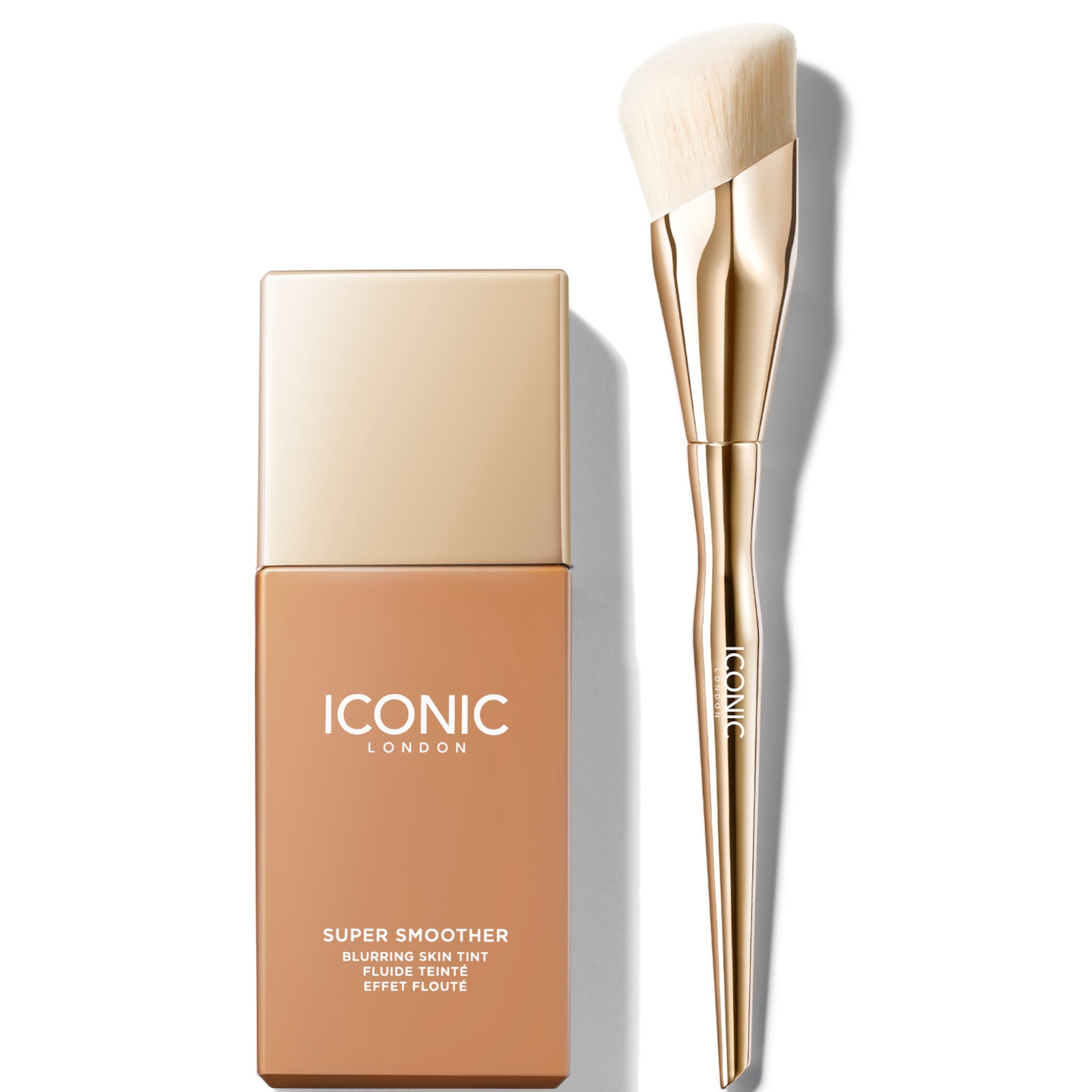 ICONIC London Super Smoother Blurring Skin Tint (Various Shades) and Complexion Brush Bundle - Neutral Medium