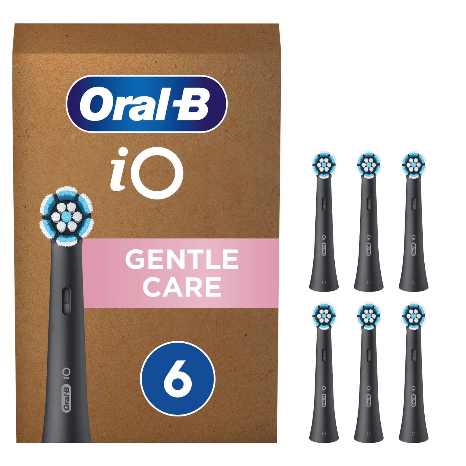 Oral-B iO Gentle Care Toothbrush Heads Black 6 Pack: retailer-supplied image