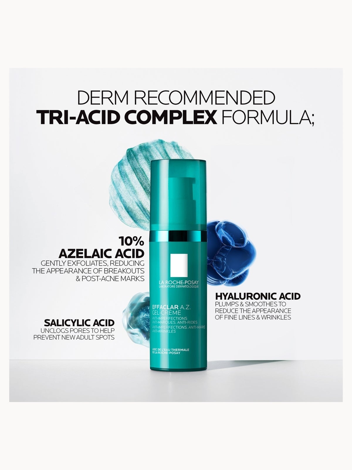La Roche-Posay Effaclar A.Z. Gel Moisturiser for Breakouts & Ageing with Azelaic, Salicylic and Hyaluronic Acid 40ml 4