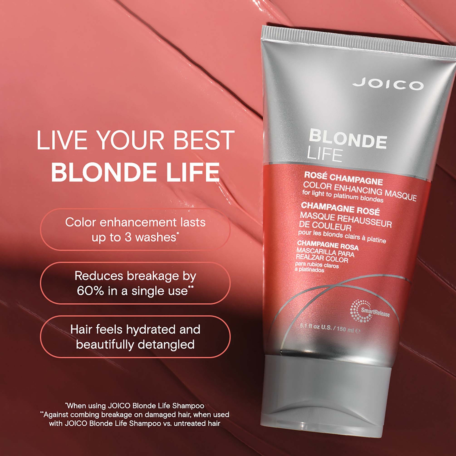 Thumbnail - Joico Blonde Life ROSÉ CHAMPAGNE Color Enhancing Masque 150ml