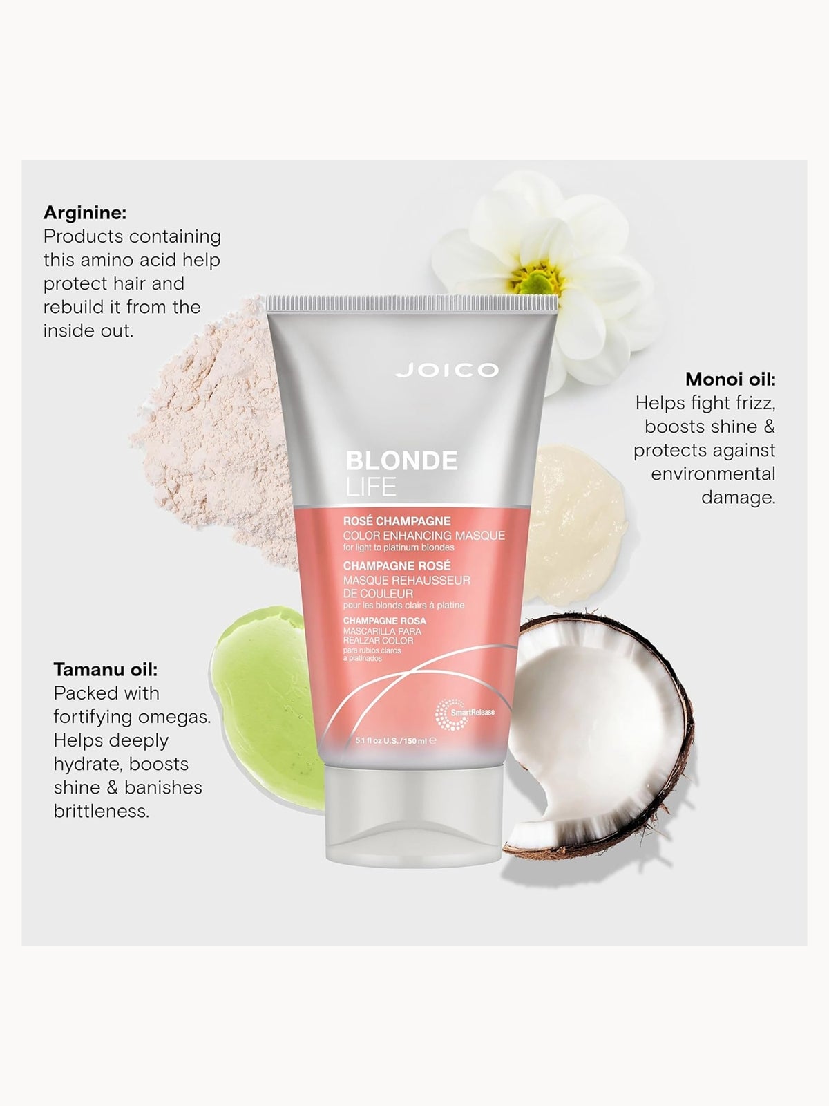 Joico Blonde Life ROSÉ CHAMPAGNE Color Enhancing Masque 150ml 4