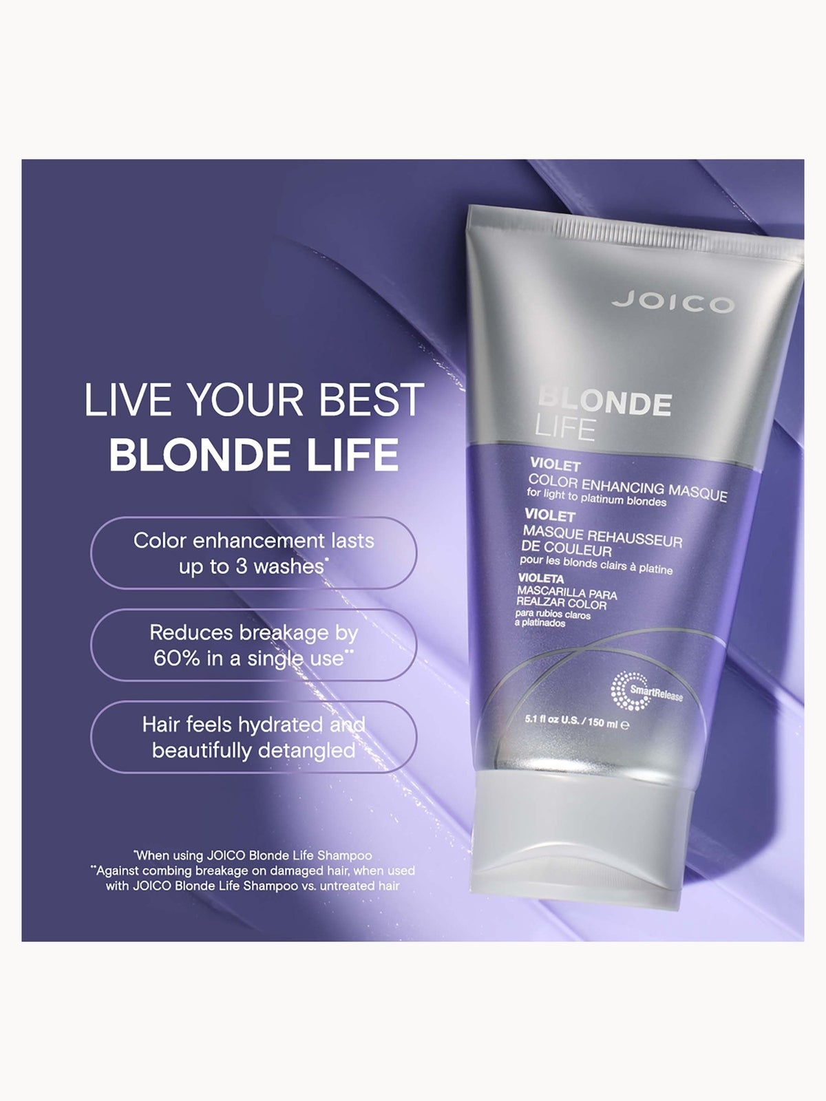 Joico Blonde Life VIOLET Color Enhancing Masque 150ml 3