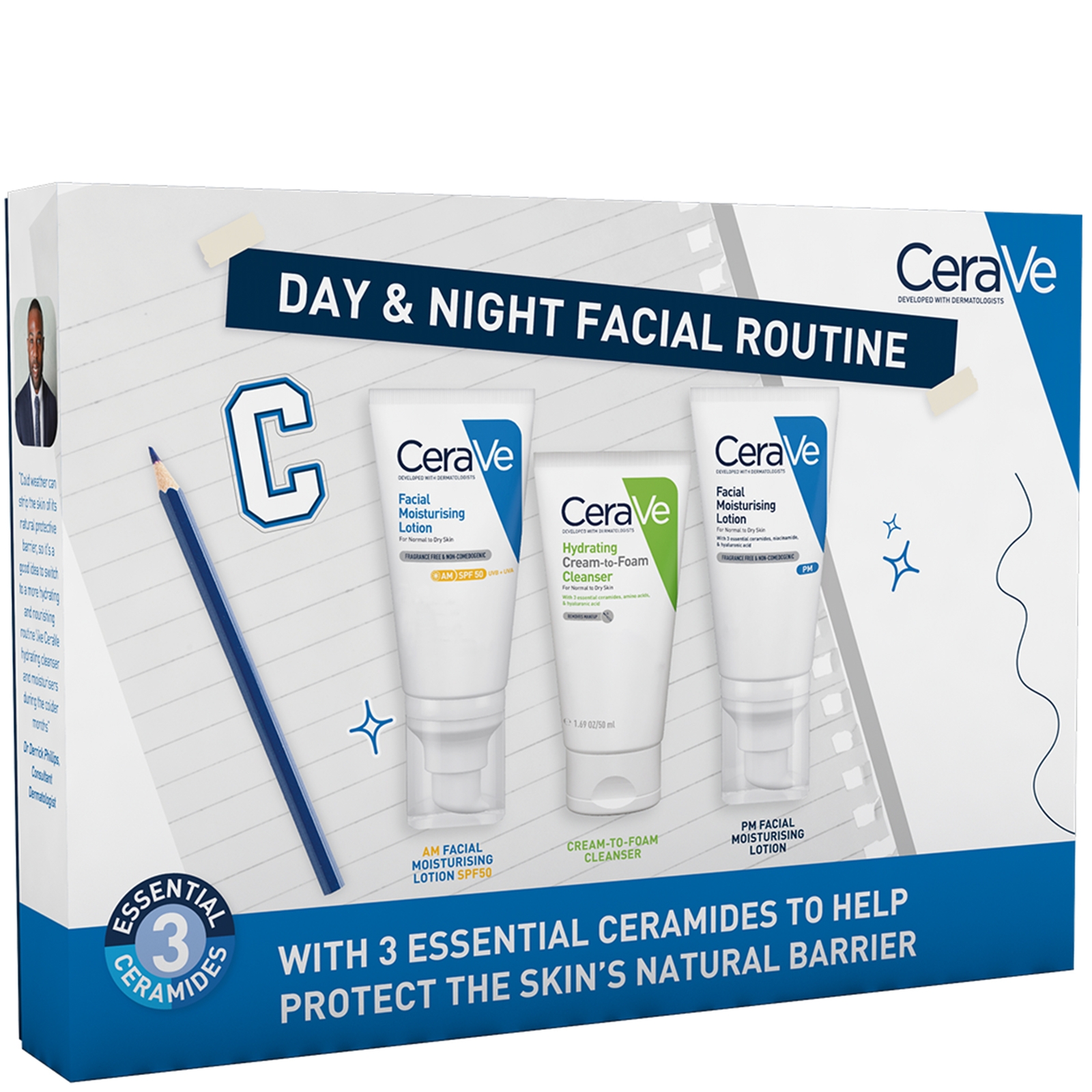 CeraVe Day & Night Facial Routine?: Hydrating Cleanser, SPF and Moisturiser Set