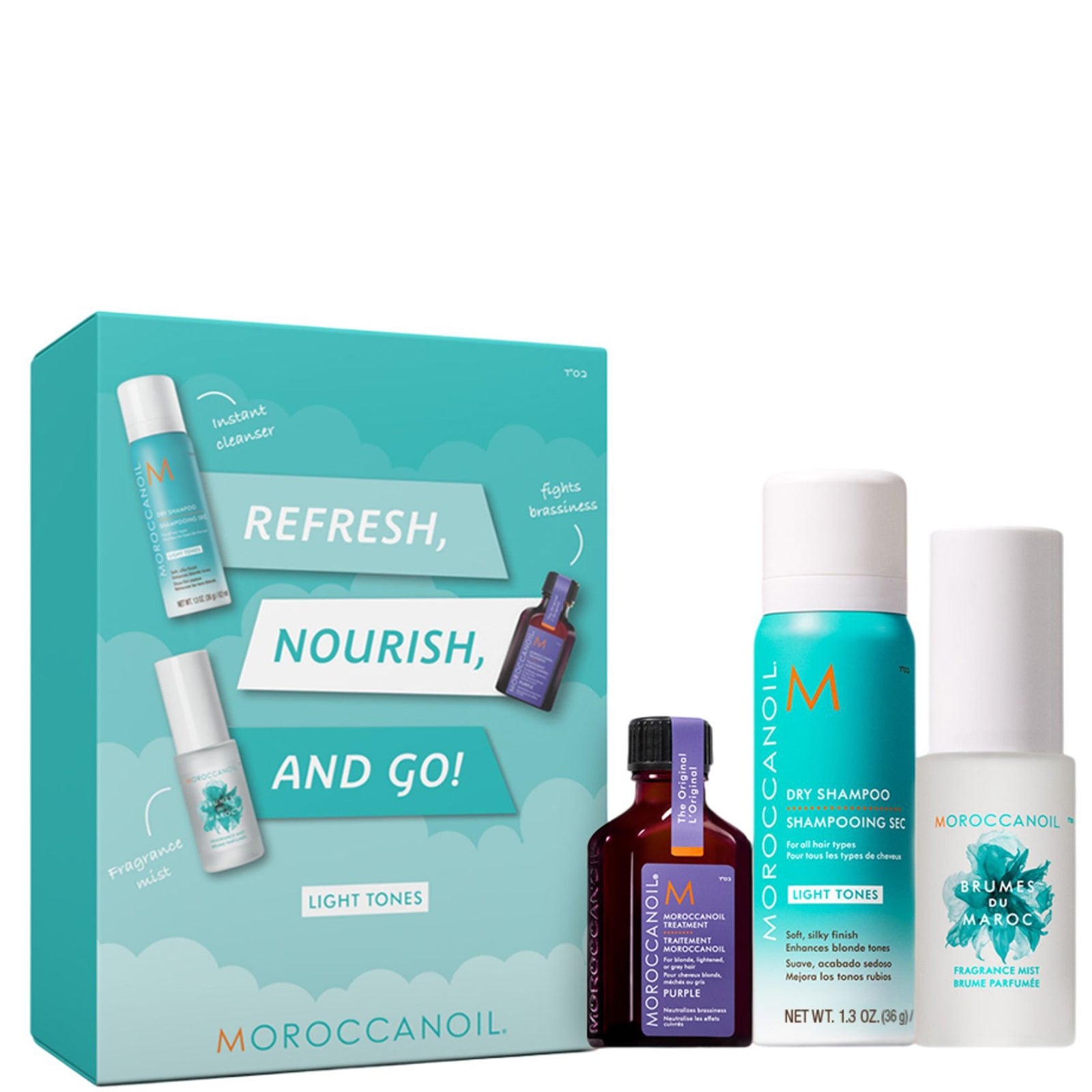 Moroccanoil Purple Treatment Oil & Fragrance Set with Free Dry Shampoo - Light Tones (Worth £39)