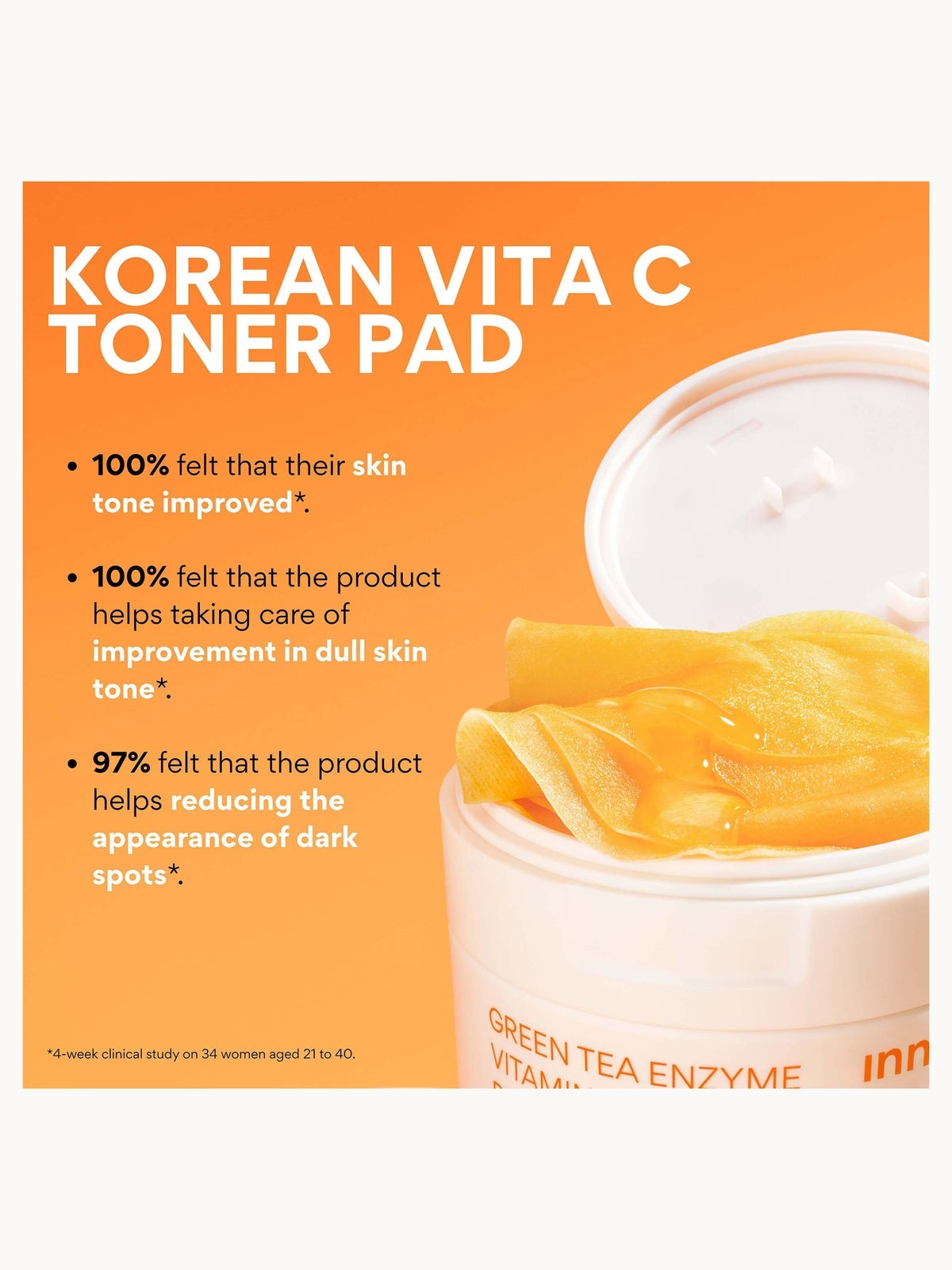 INNISFREE Green Tea Enzyme Vitamin C Brightening Toner Pads - 60 pads 4