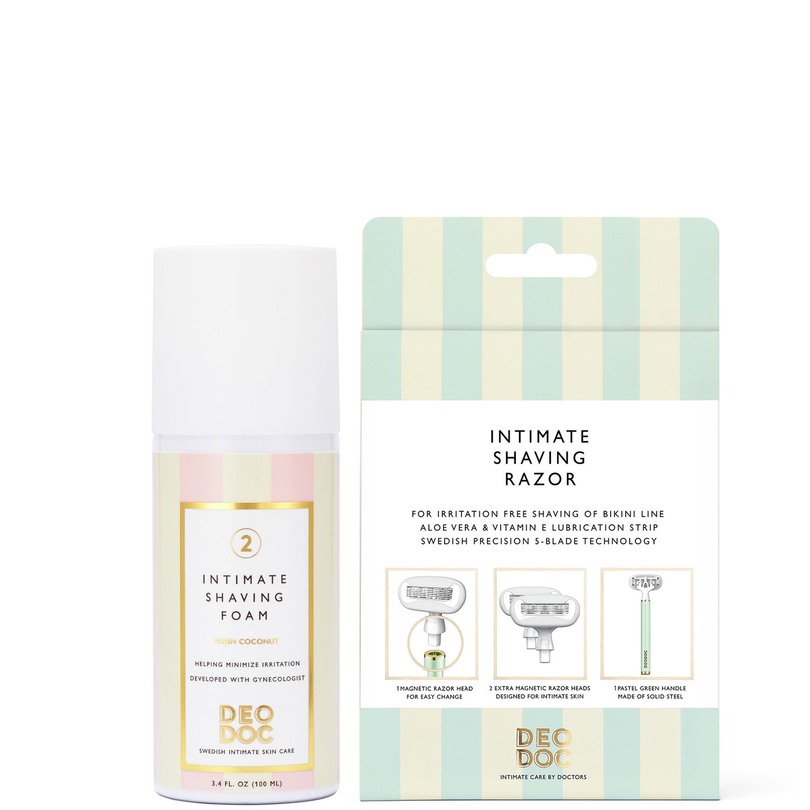 DeoDoc Razor Green + DeoDoc shaving foam Fresh Coconut