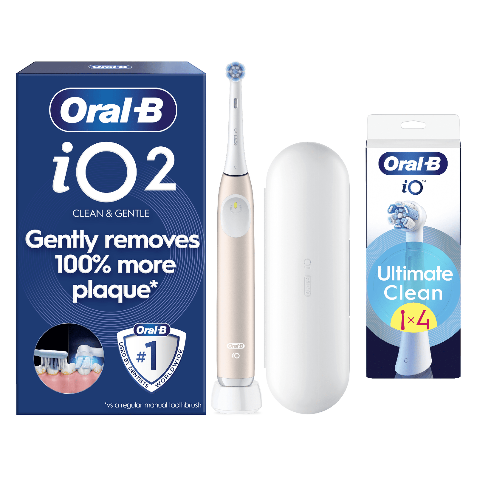 Oral-B iO2 Electric Toothbrush with Travel Case - Without Toothpaste - Toothbrush + 4 Toothbrush Heads: retailer-supplied image