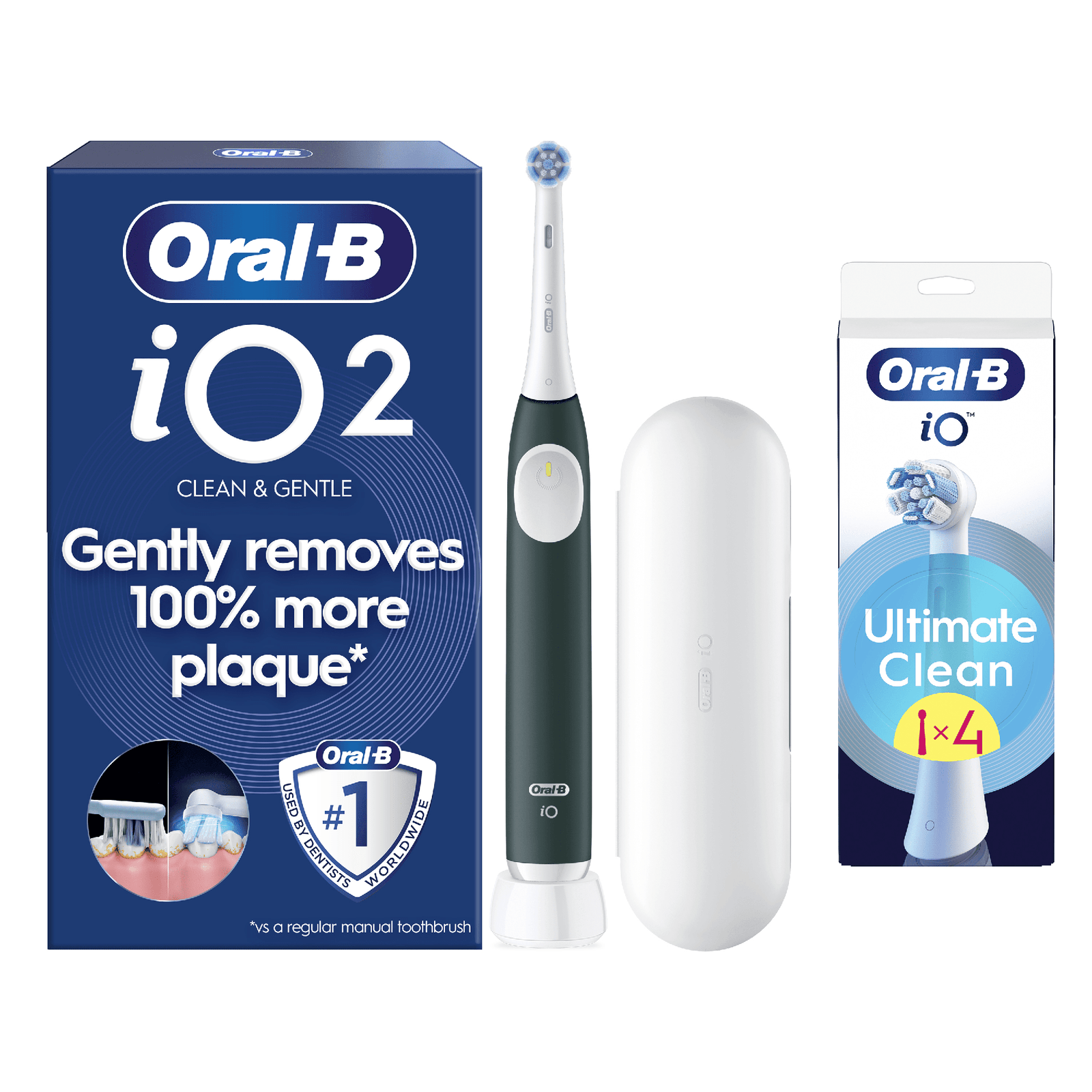 Oral-B iO2 Electric Toothbrush with Travel Case - Without Toothpaste - Toothbrush + 4 Toothbrush Heads: retailer-supplied image