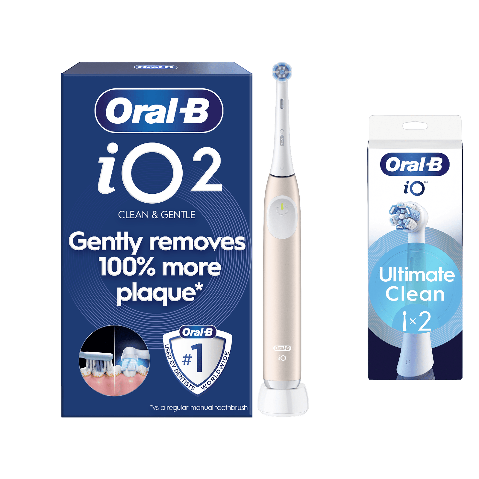 Oral-B iO2 Electric Toothbrush - Without Toothpaste - Toothbrush + 2 Toothbrush Heads