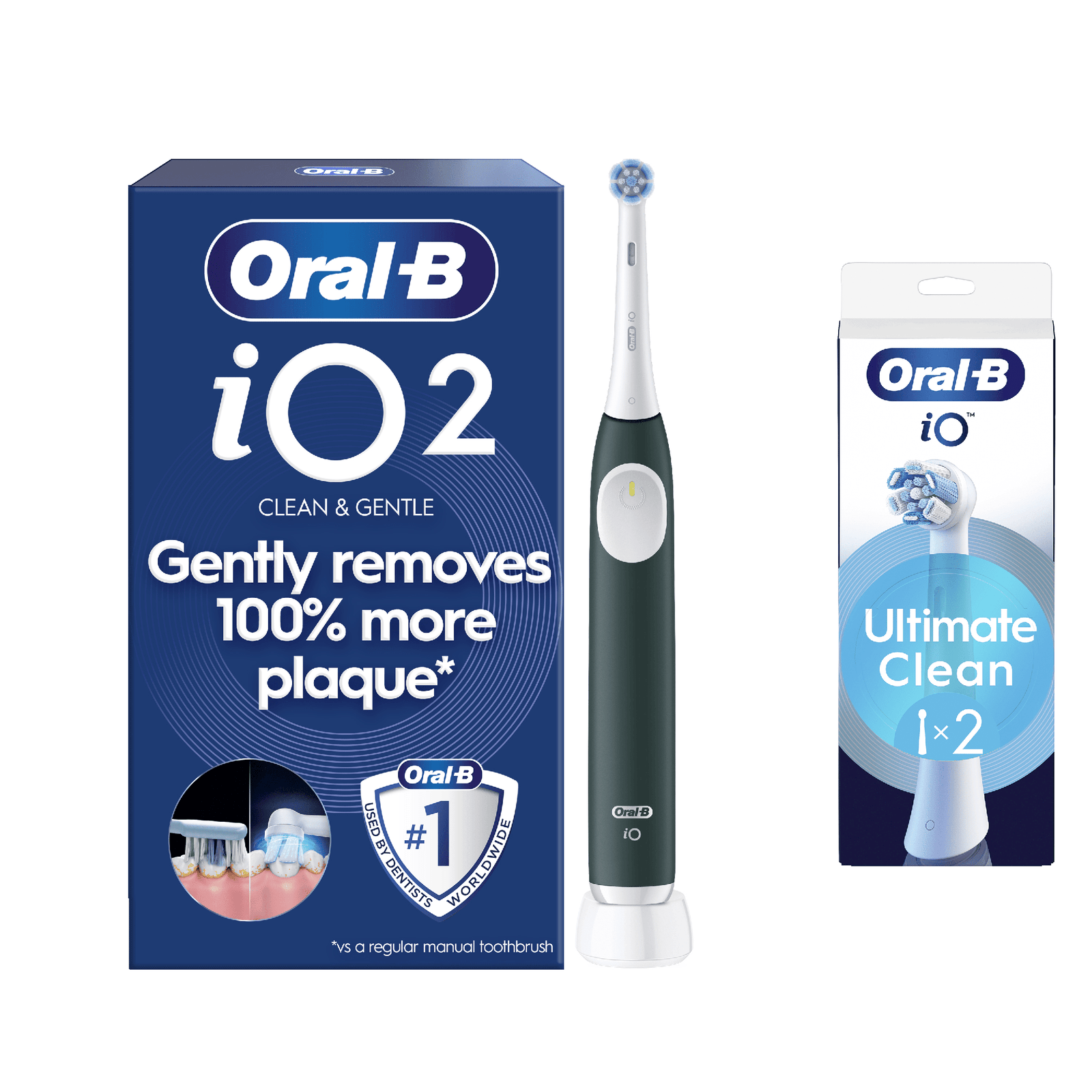 Oral-B iO2 Electric Toothbrush - Without Toothpaste - Toothbrush + 2 Toothbrush Heads