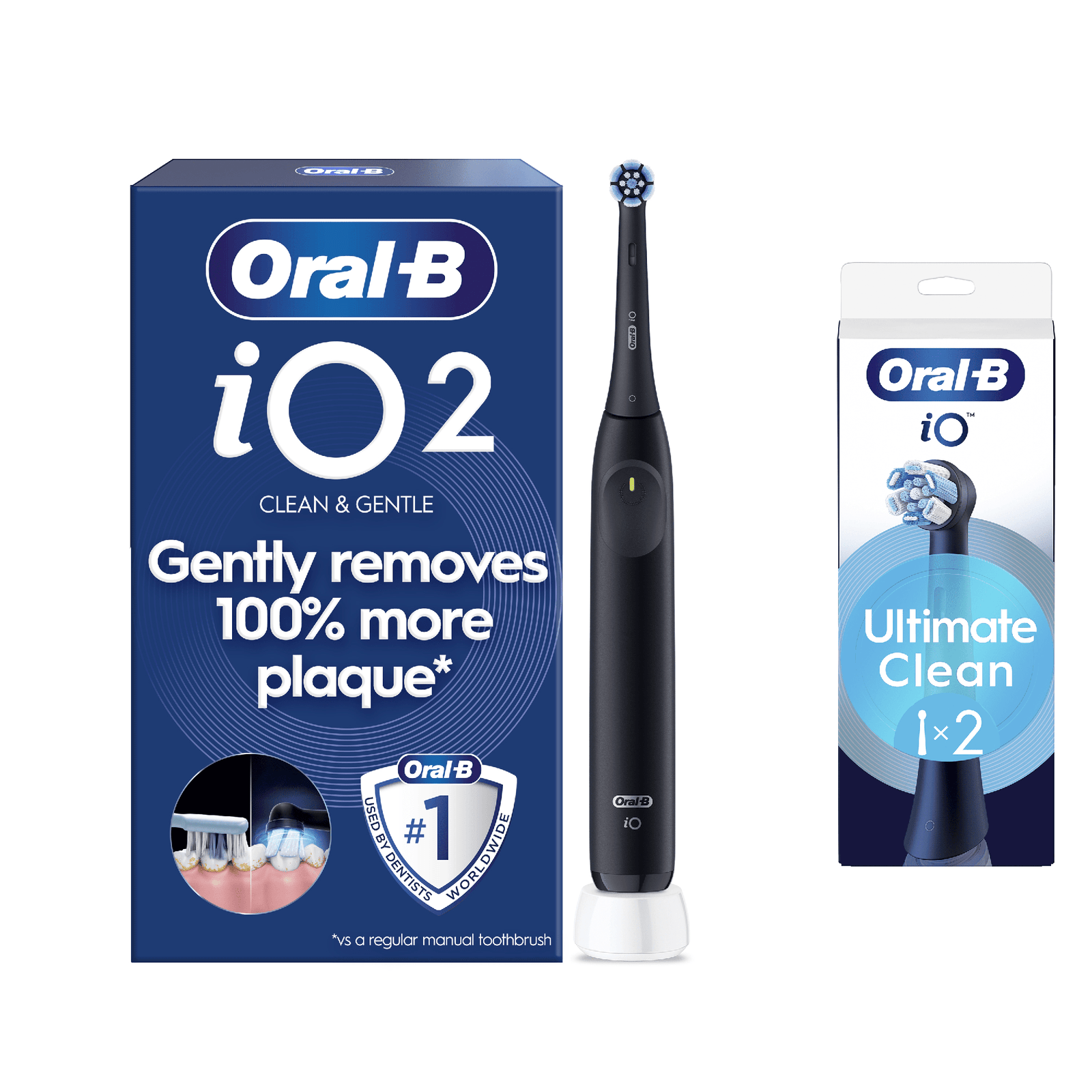 Oral-B iO2 Electric Toothbrush - Without Toothpaste - Toothbrush + 2 Toothbrush Heads