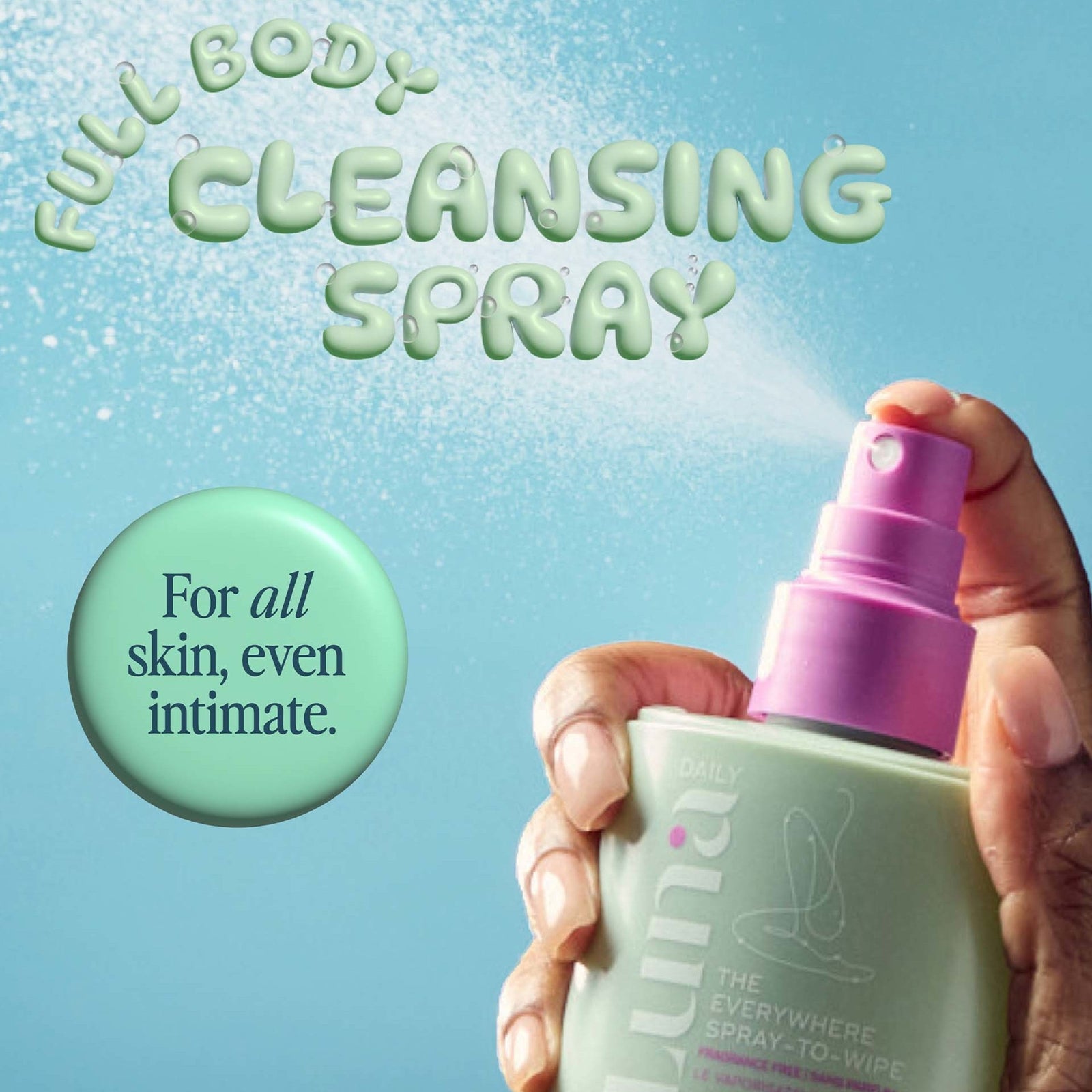 Luna Daily The Fragrance Free Spray-To-Wipe - pH-balancing Spray With Prebiotics + Vitamins C & E for Sensitive Skin 80ml 2