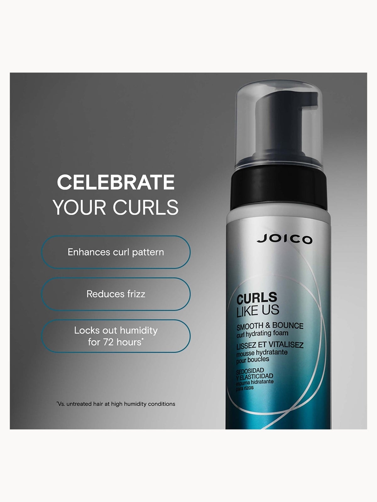 JOICO CURLS LIKE US Smooth and Bounce Curl Hydrating Foam 200ml 3
