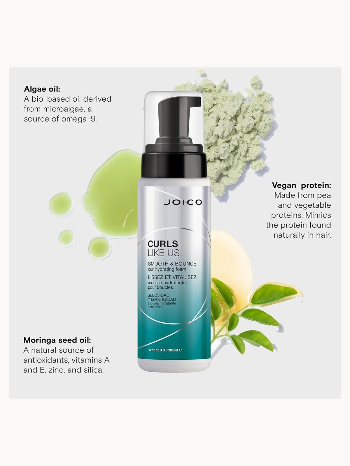 JOICO CURLS LIKE US Smooth and Bounce Curl Hydrating Foam 200ml 4