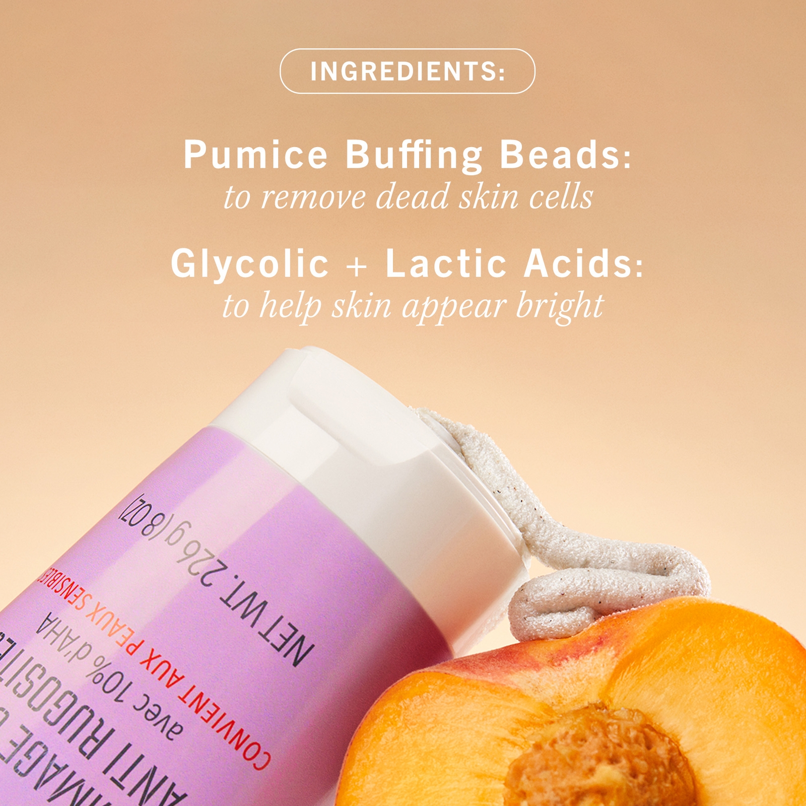 Thumbnail - First Aid Beauty KP Bump Eraser Body Scrub w. 10% AHA 8oz - Peach