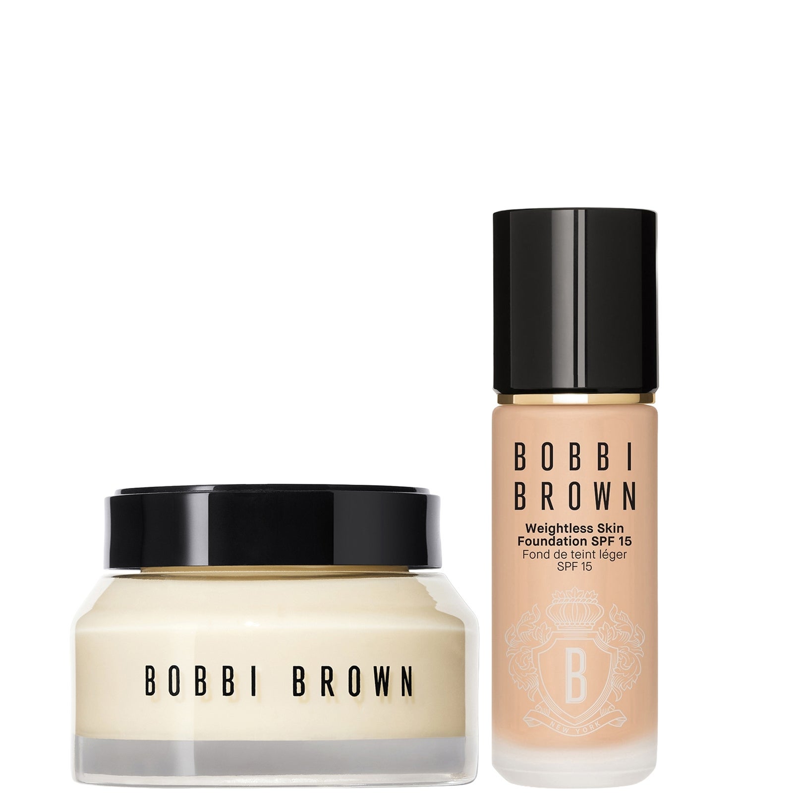 Bobbi Brown Hydrating Duo: Vitamin Enriched Face Base+ & Weightless Skin Foundation Bundle (Various Shades) - Warm Beige