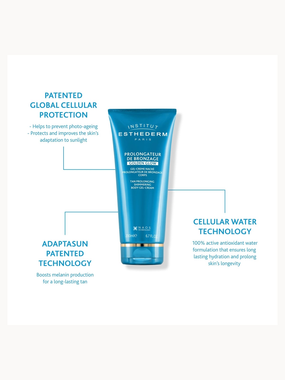 Institut Esthederm Tan Prolonging Shimmering Body Gel Cream 200ml 3
