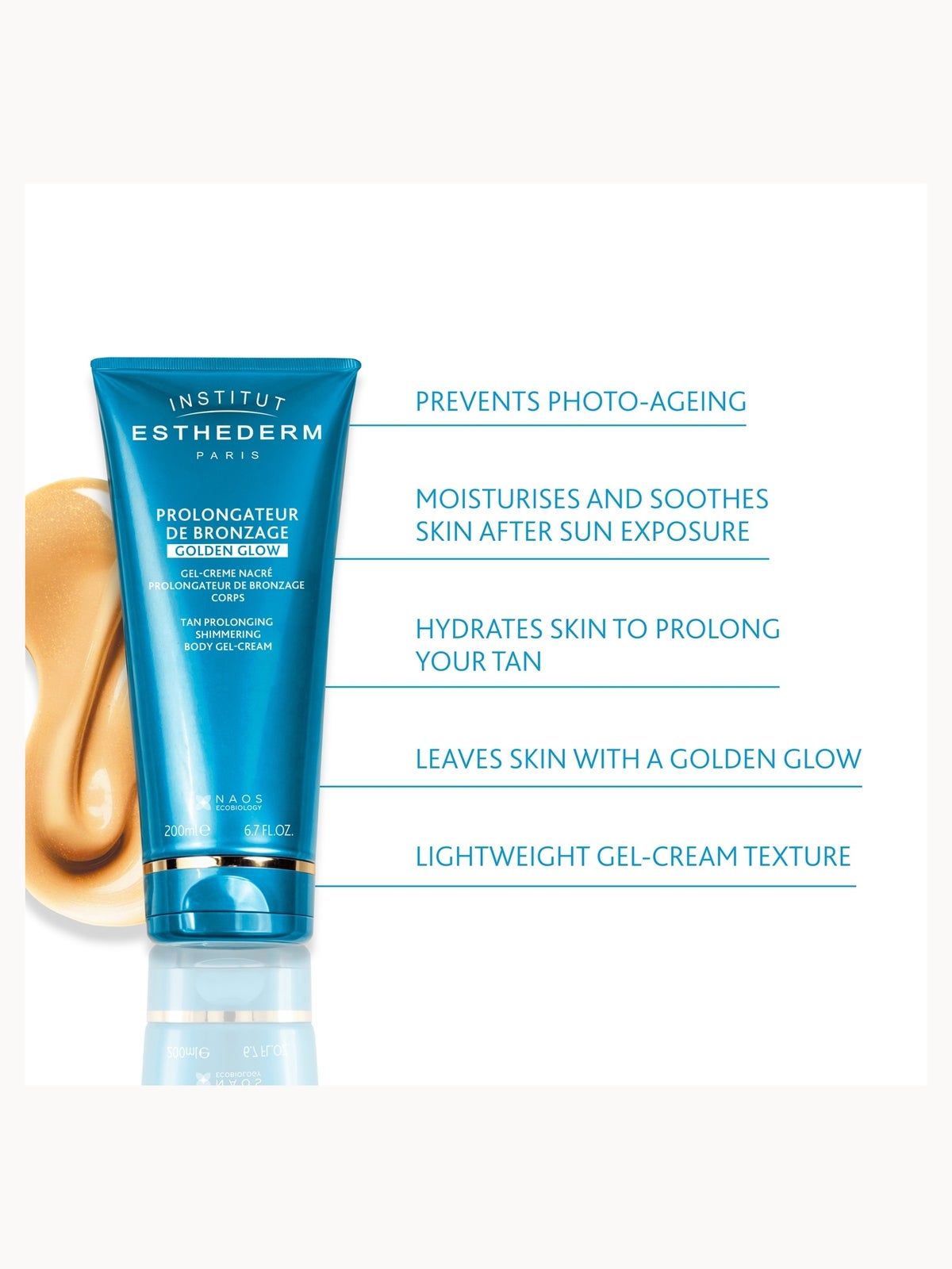 Institut Esthederm Tan Prolonging Shimmering Body Gel Cream 200ml 2