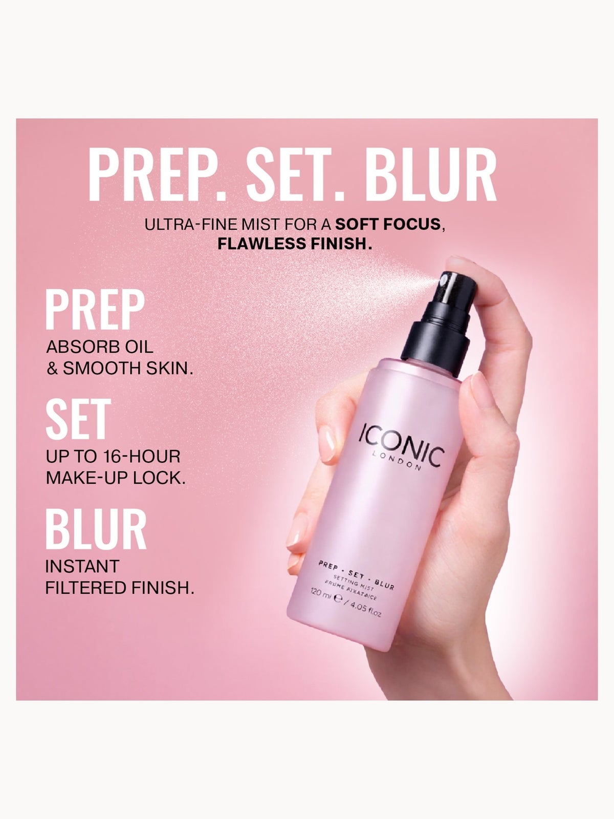 ICONIC London Mini Prep Set Blur Setting Spray 30ml 4