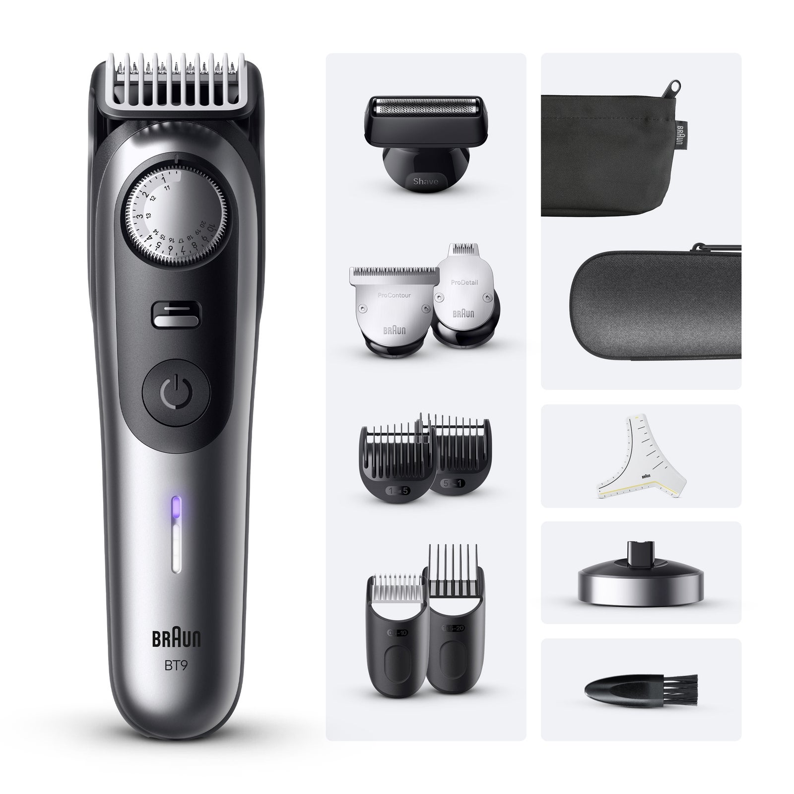 Braun Beard Trimmer Series 9 BT9560 - ProBlade, 52 Lengths, 12 Barbering Tools - Silver - Image 13