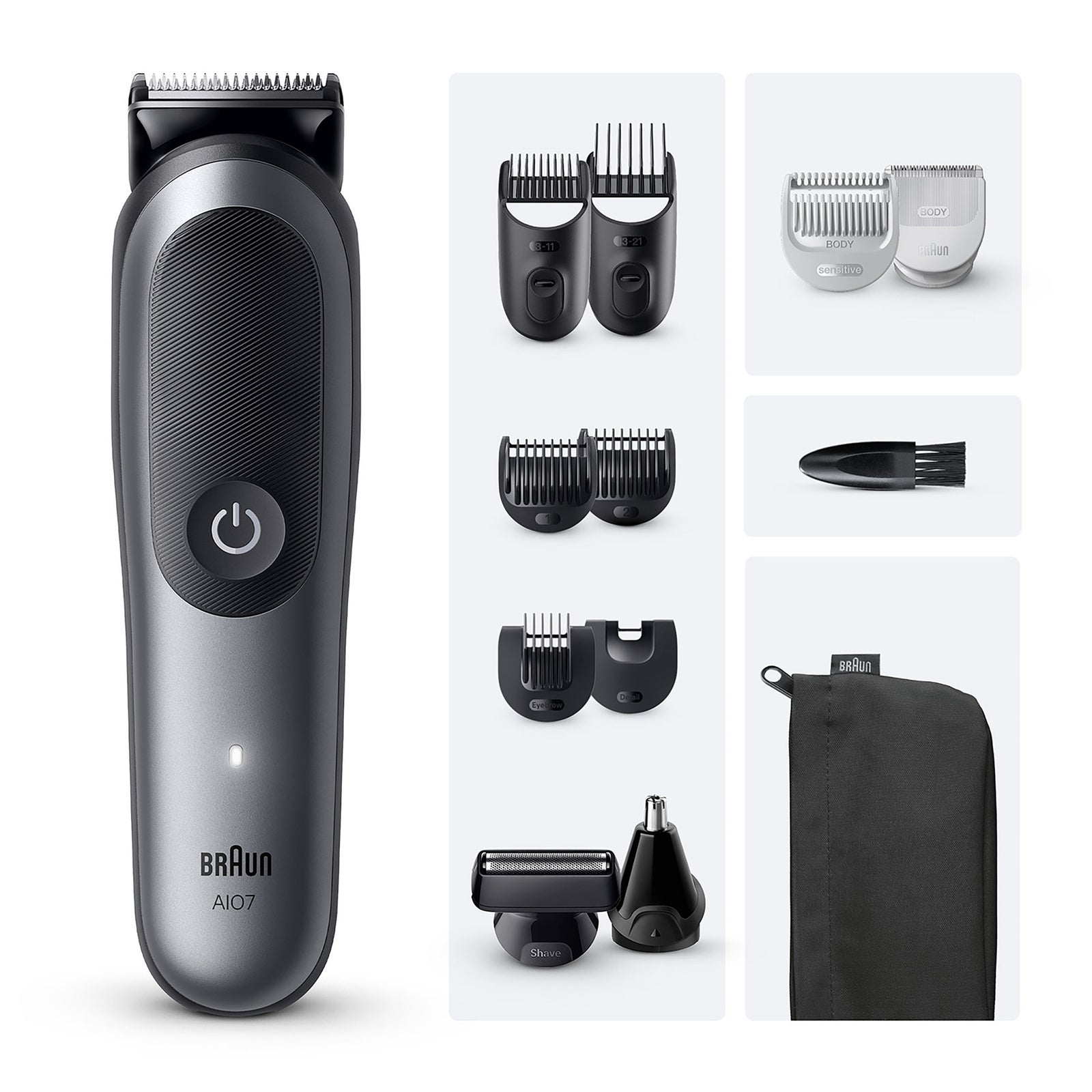 Braun Series 7 All-in-One Grooming Kit for Men, 12-Piece, AIO7545, Grey | MultiGroom Beard Trimmer, Hair Clipper & Body Shaver, ProBlade, AutoSense, SkinGuard, Waterproof, 120 min Cordless Use - Image 4