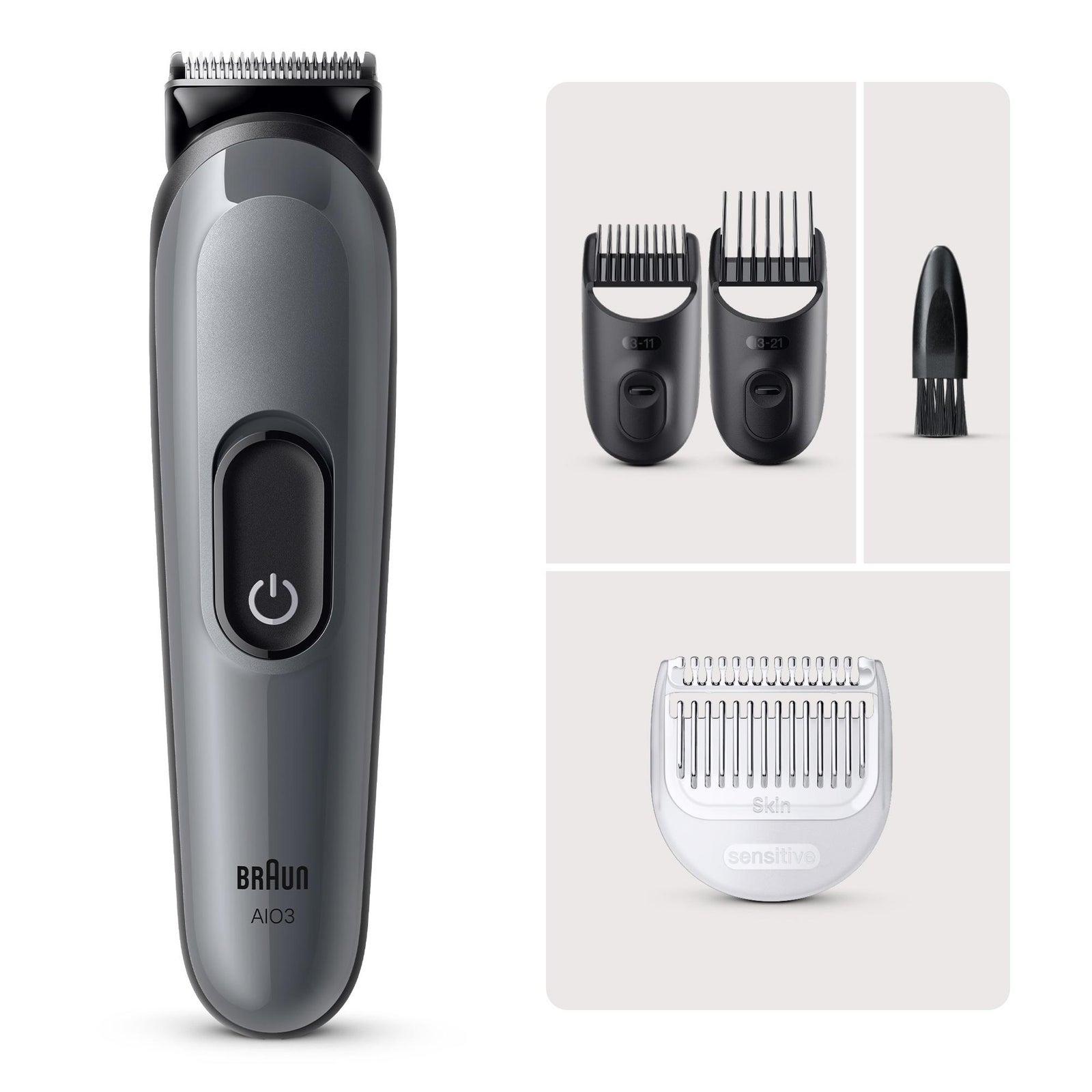 Men's Grey Braun All-In-One Trimmer Style Kit Series 3 Aio3500