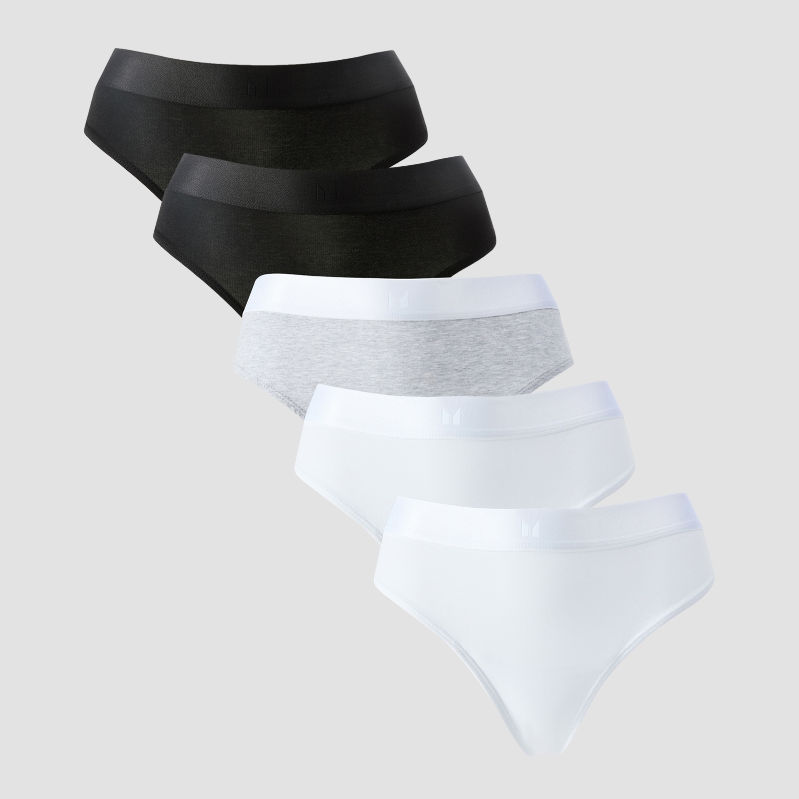 Myprotein UK MyProtein MP Women's Mid Rise Thong (5 Pack) - White/Black/Grey Marl - XS