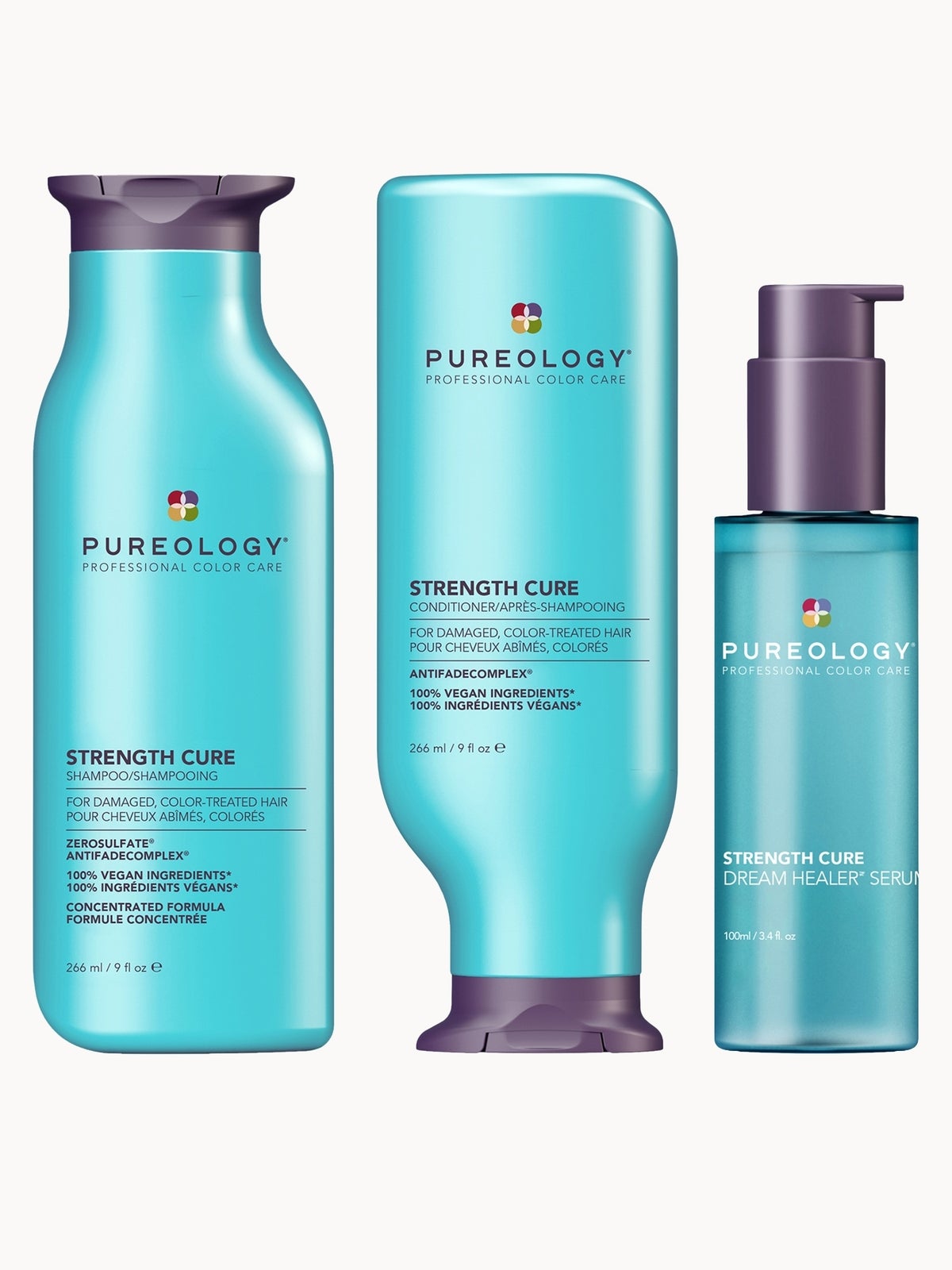 Pureology Strength Cure Shampoo & Conditioner 266ml With Strength Cure Serum 100ml