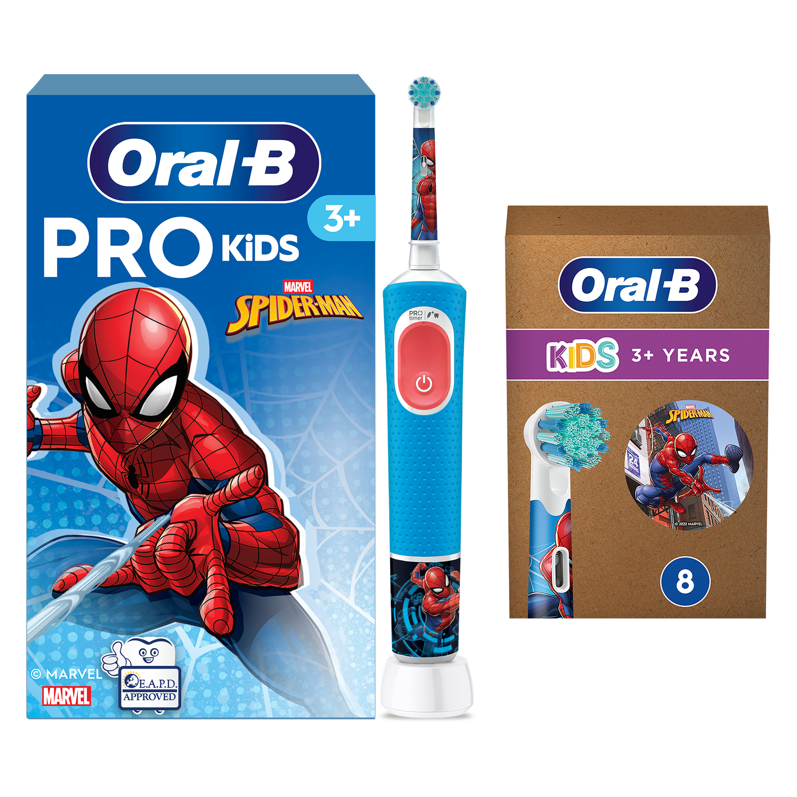 Oral-B Vitality Pro Kids Spiderman Electric Toothbrush - Toothbrush + 8 Toothbrush Heads: retailer-supplied image