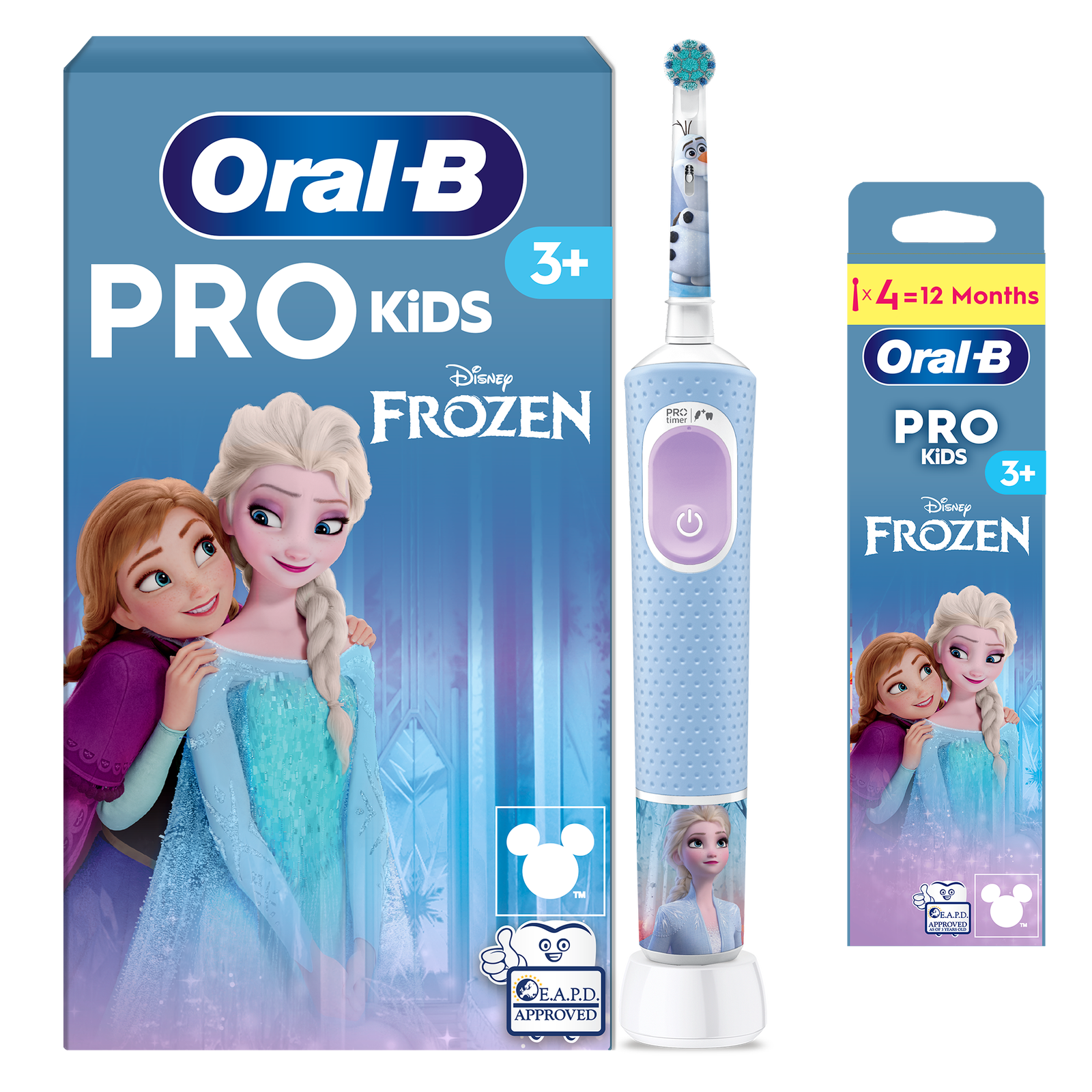 Oral-B Vitality Pro Kids Frozen Electric Toothbrush - Toothbrush + 4 Toothbrush Heads