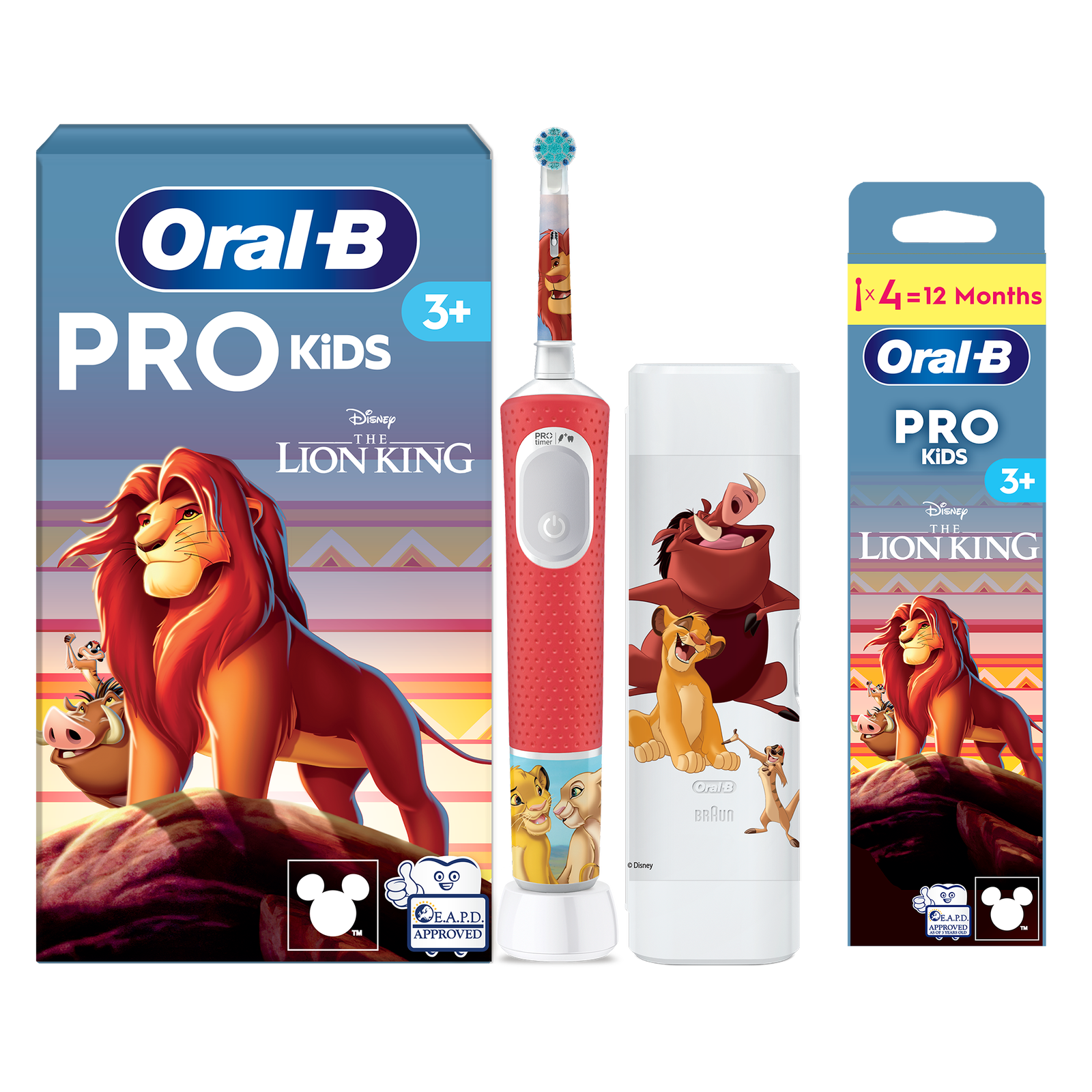 Oral-B Vitality Pro Kids Lion King Electric Toothbrush with Travel Case - Without Toothpaste - Toothbrush + 4…: retailer-supplied image