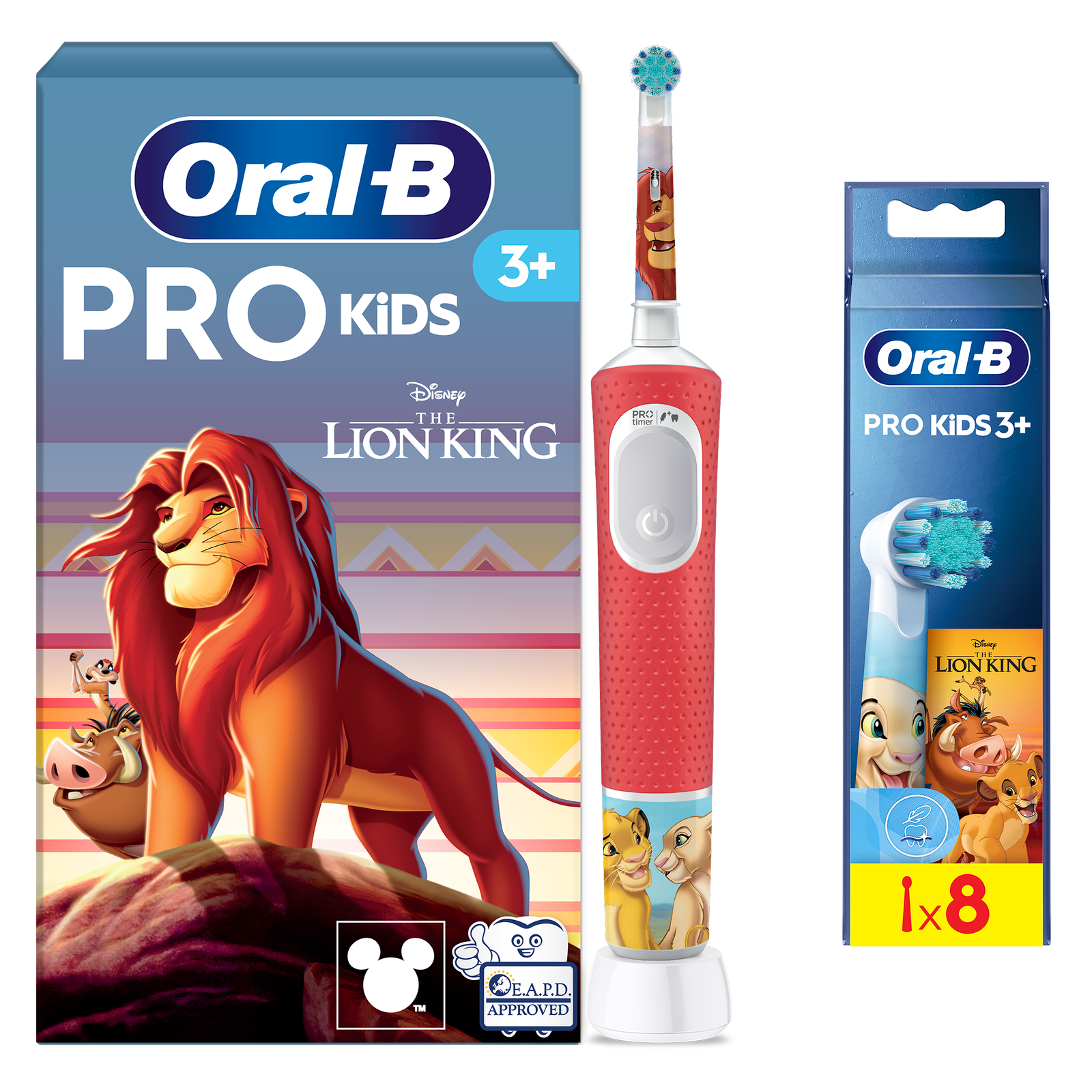 Oral-B Vitality Pro Kids Lion King Electric Toothbrush - Without Toothpaste - Toothbrush + 8 Toothbrush Heads