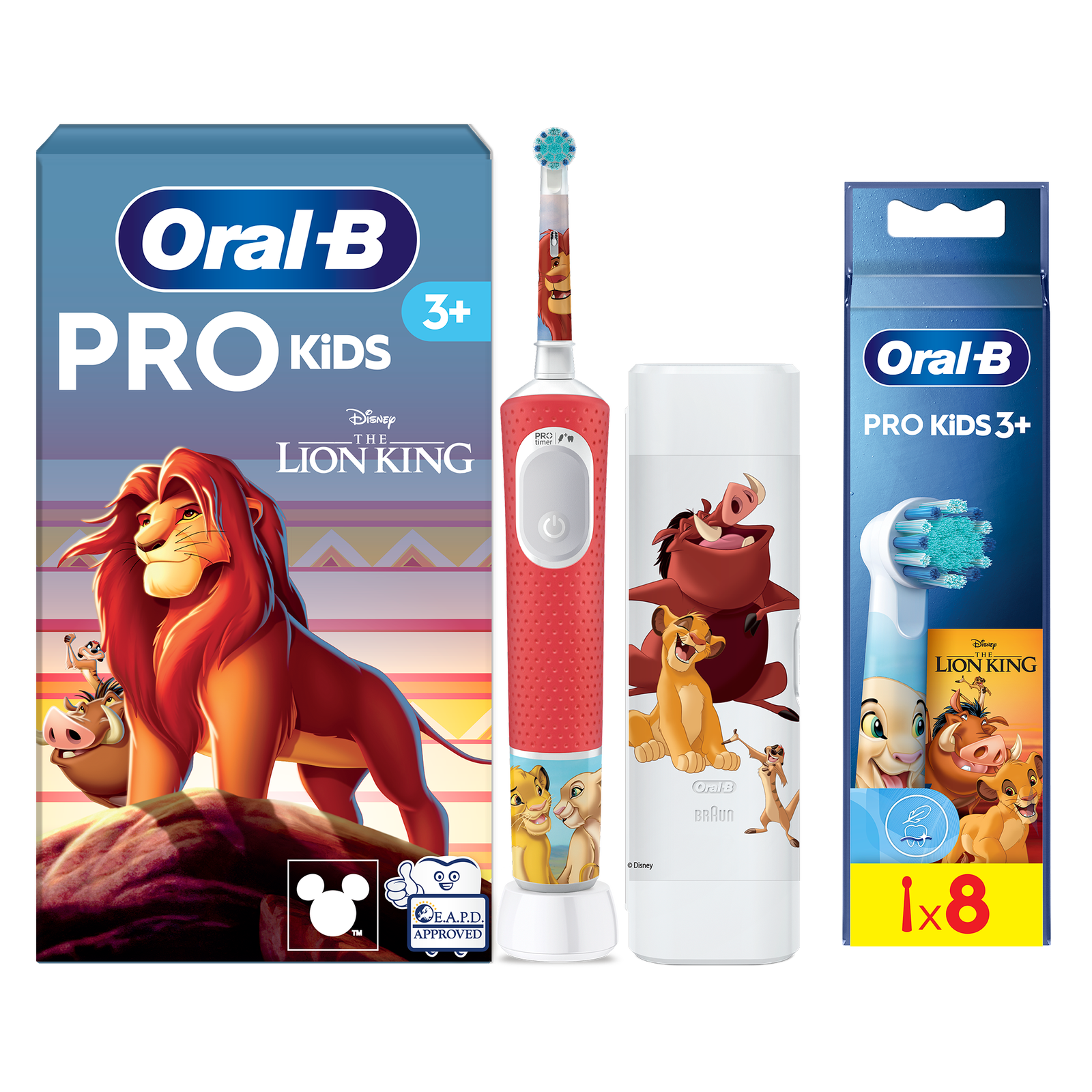 Oral-B Vitality Pro Kids Lion King Electric Toothbrush with Travel Case - Without Toothpaste - Toothbrush + 8…: retailer-supplied image