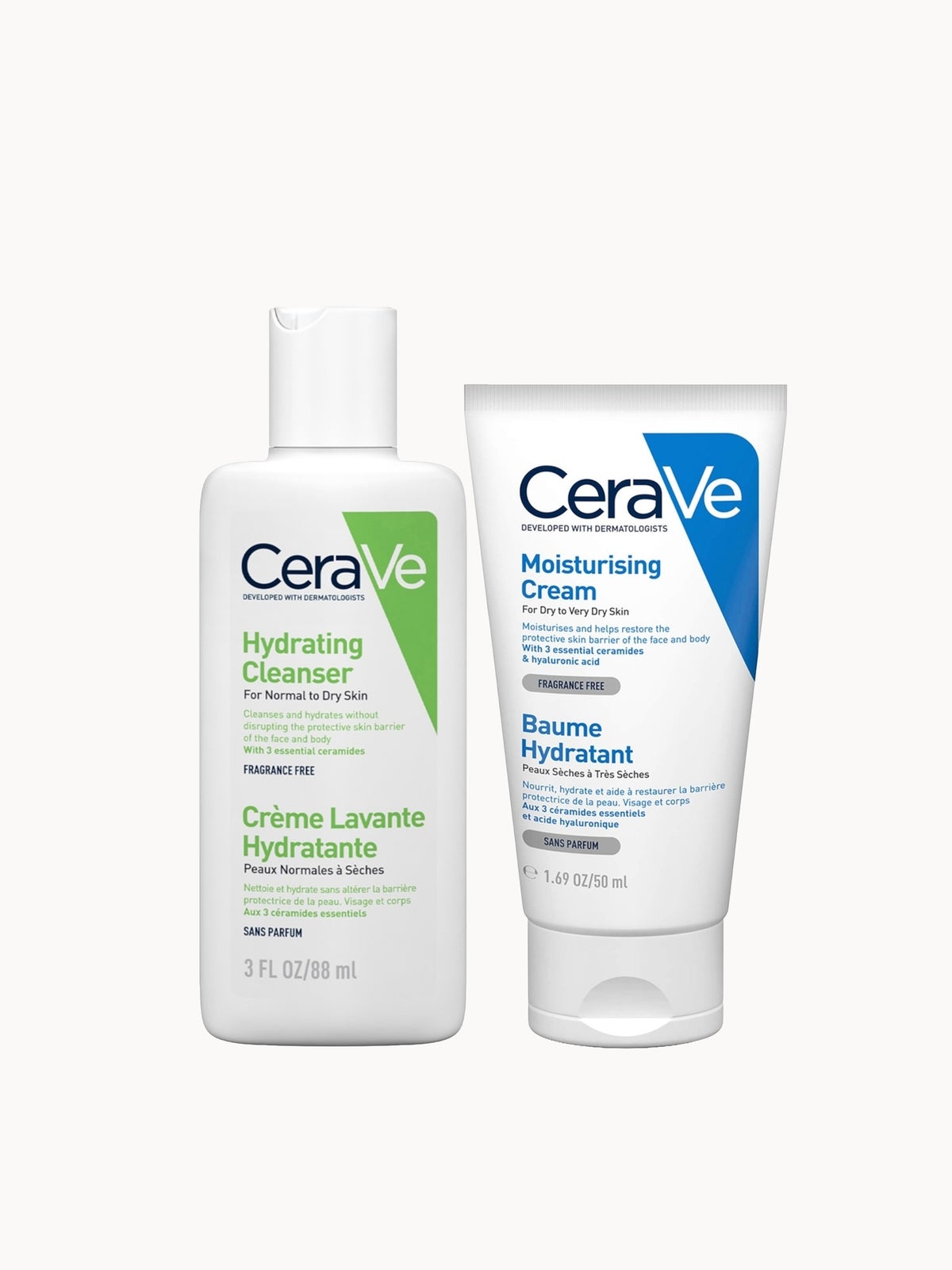 CeraVe Travel Size Hydrating Cleanser & Moisturising Cream for Normal to Dry Skin