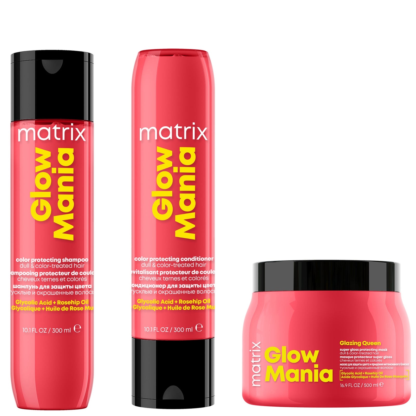 Glow Mania Colour Protecting Shampoo, Conditioner, & Mask Trio for Coloured Hair