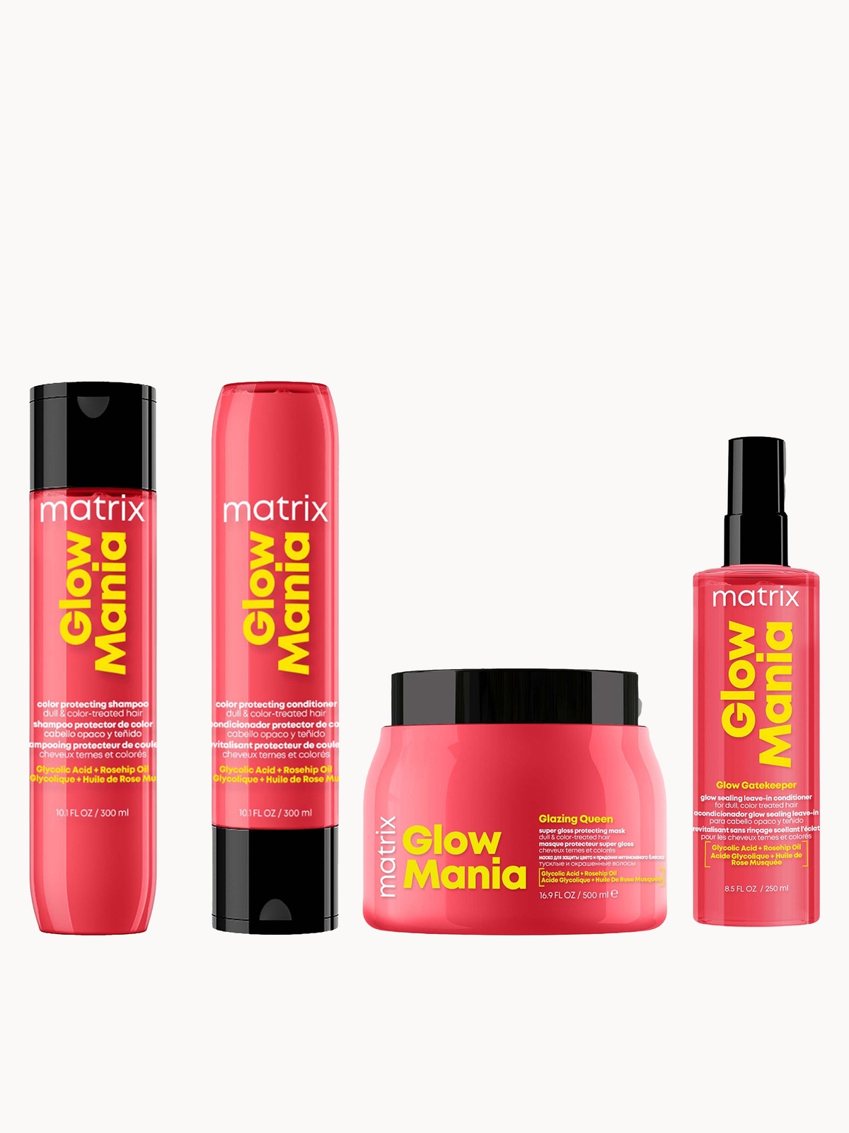 Glow Mania Colour Protecting Set including Shampoo, Conditioner, Leave-In Conditioner, and Mask