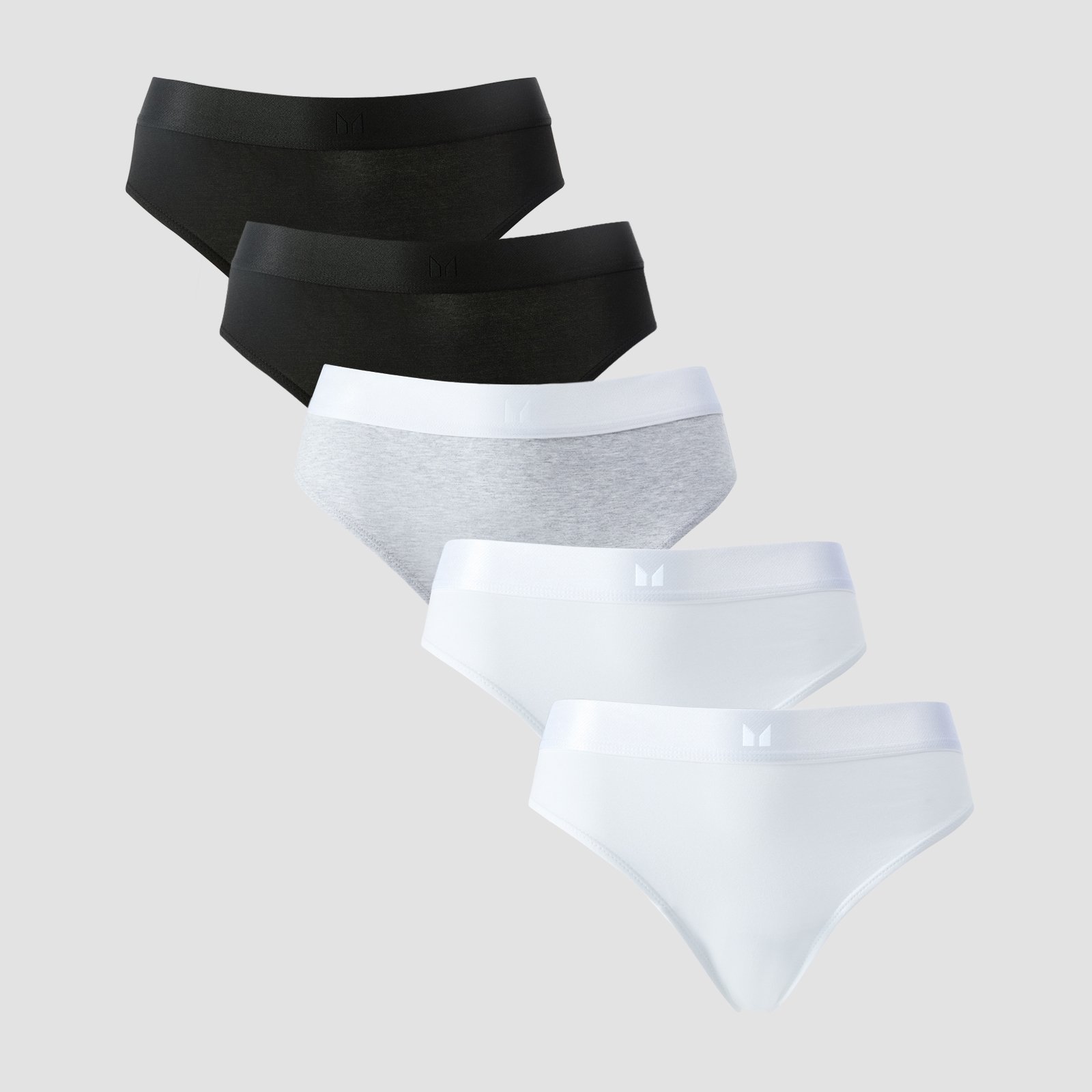 Myprotein UK MyProtein MP Women's Mid Rise Bikini Brief (5 Pack) - White/Black/Grey Marl - S
