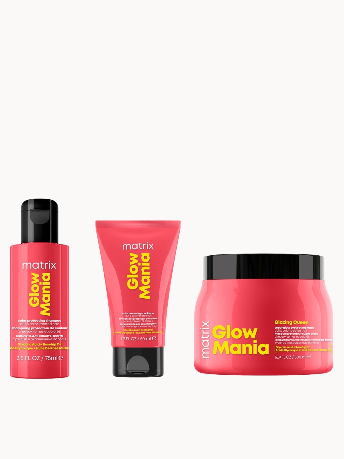 Glow Mania Super Gloss Protecting Mask 500ml with Mini Colour Protecting Shampoo & Conditioner