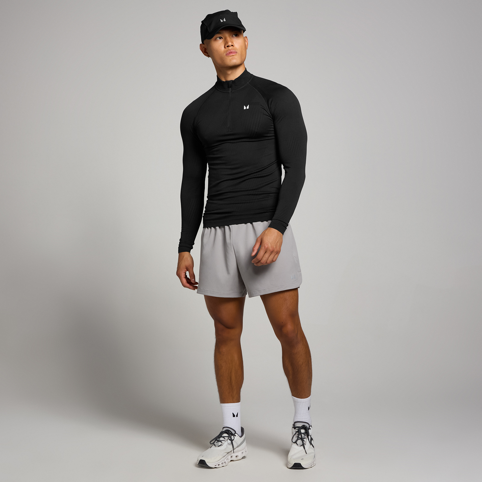 5059883399164 - MP Herren Tempo Pillar Nahtloses Oberteil mit Grafikelement und 1 4-Reißverschluss – Schwarz - S