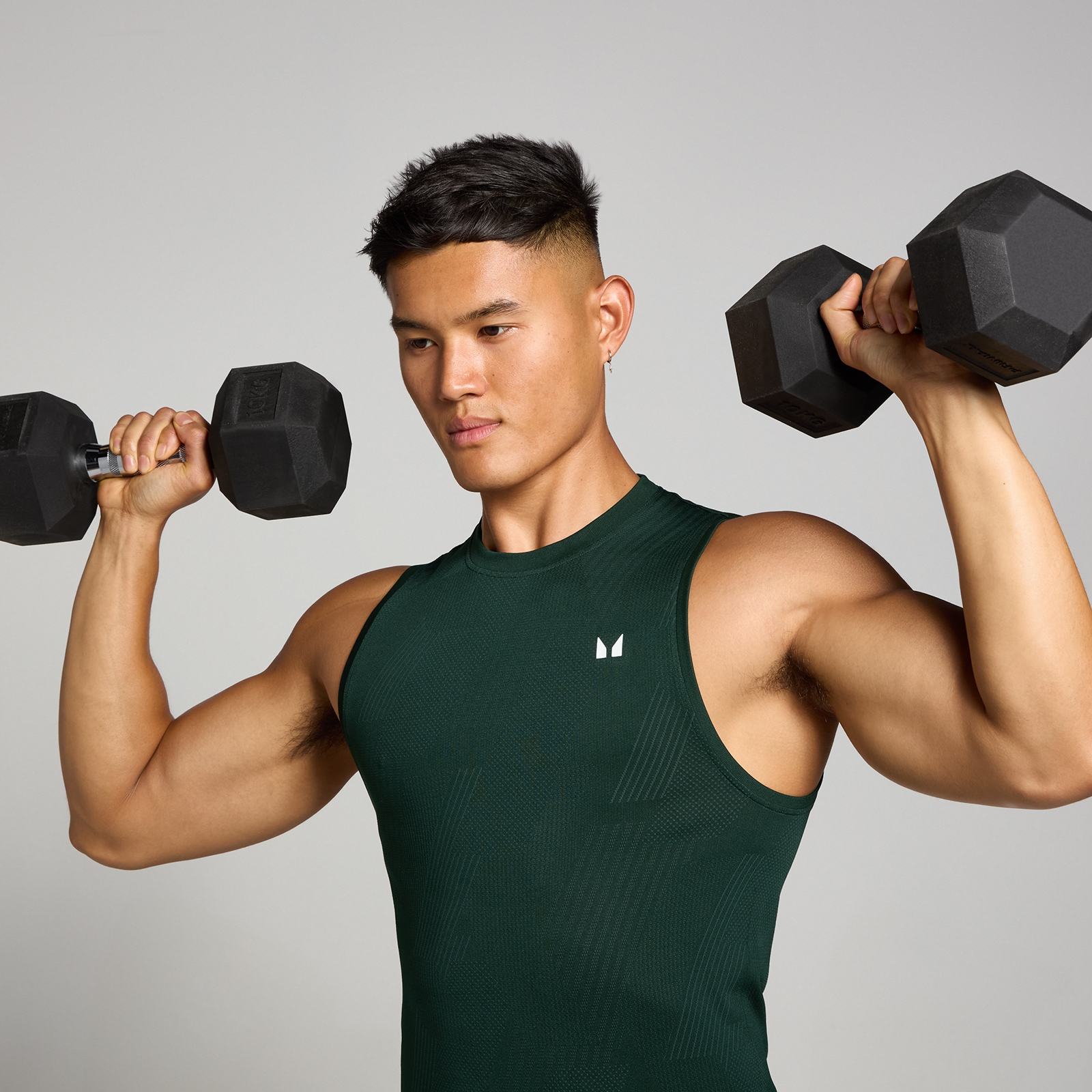 Thumbnail - MP Herren Tempo nahtloses Tanktop mit Grafikelement – Dunkles Smaragdgrün - XXL