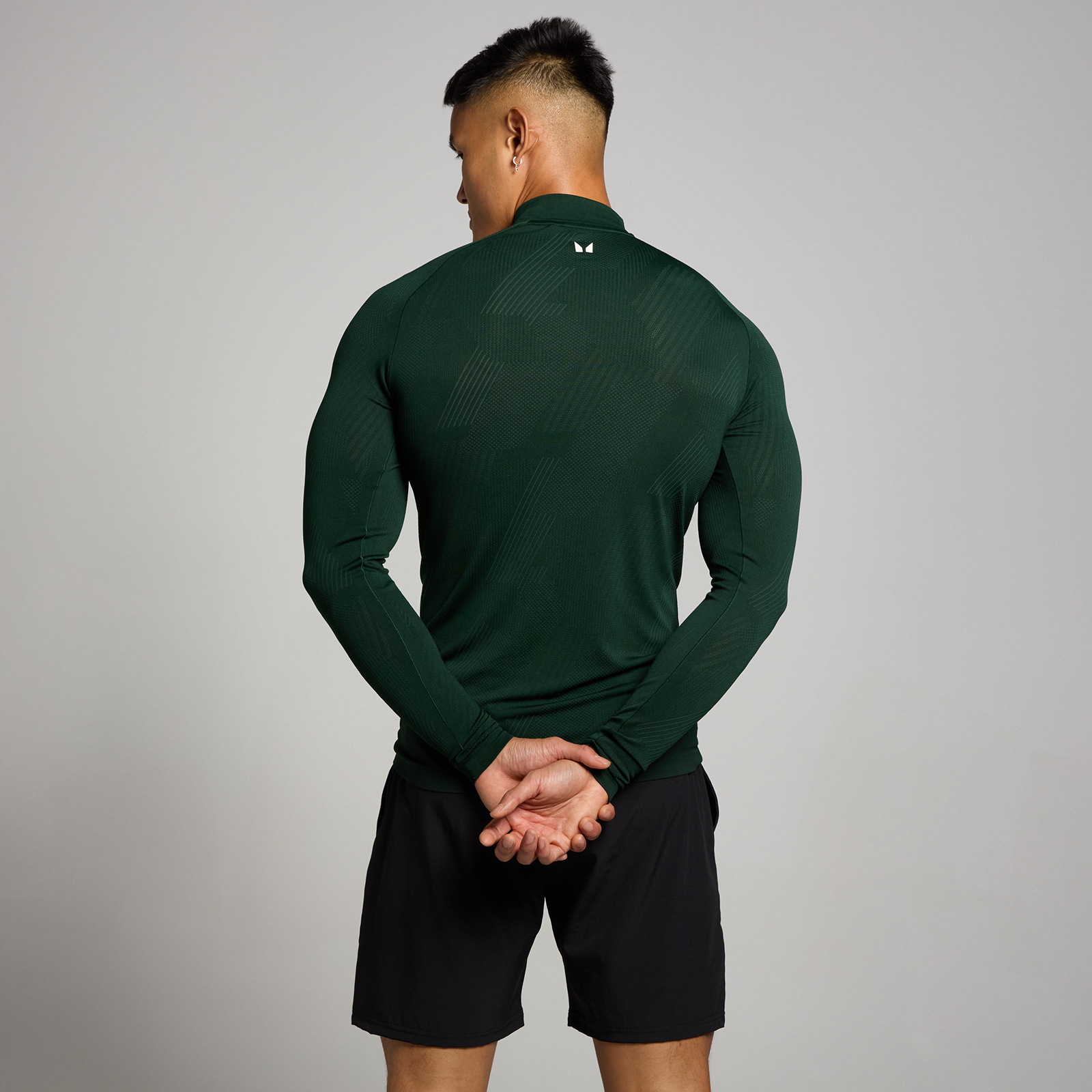 MP Herren Tempo Pillar Nahtloses Oberteil mit Grafikelement und 1/4-Reißverschluss – Dunkles Smaragdgrün - XXL