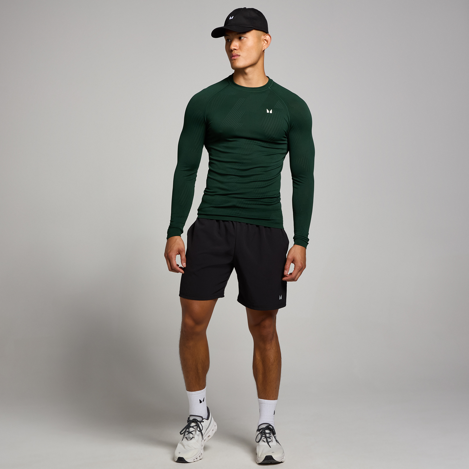 Thumbnail - MP Herren Tempo nahtloses Langarmshirt mit Grafikelement – Dunkles Smaragdgrün - S