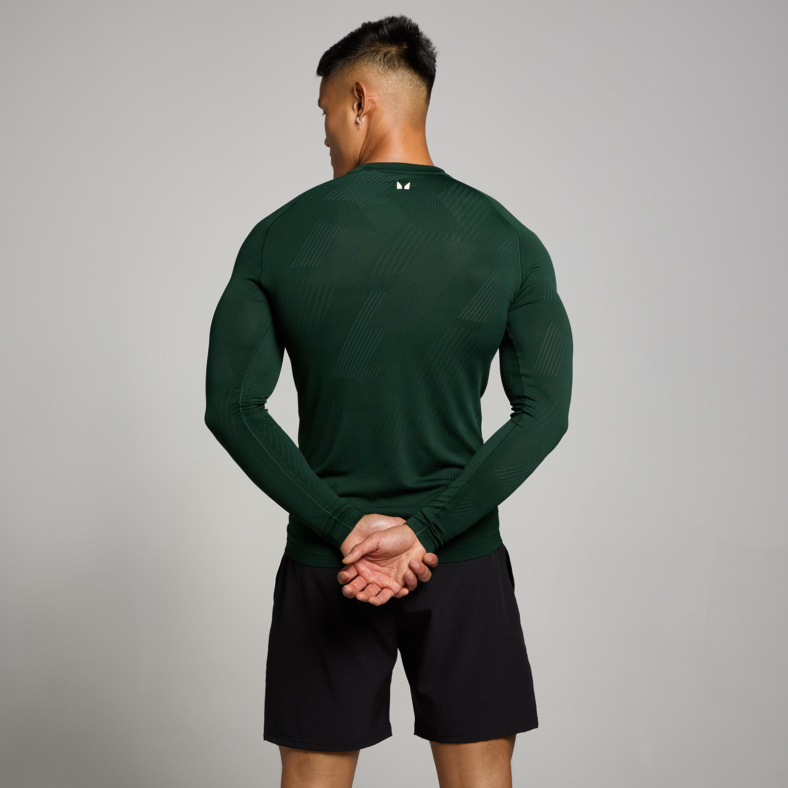 MP Herren Tempo nahtloses Langarmshirt mit Grafikelement – Dunkles Smaragdgrün - XS