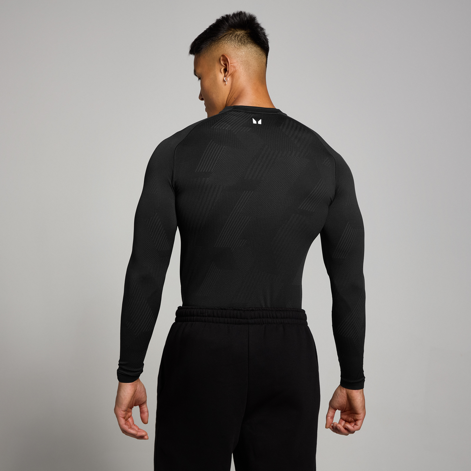 MP Herren Tempo nahtloses Langarmshirt mit Grafikelement – Schwarz - XXL