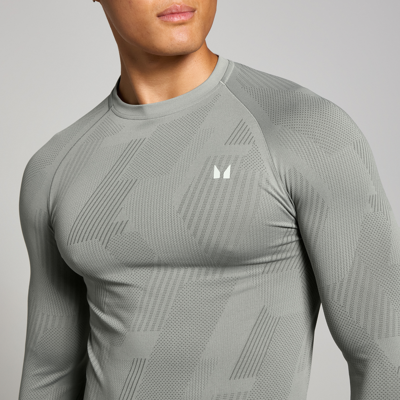 Thumbnail - MP Herren Tempo nahtloses Langarmshirt mit Grafikelement – Storm - XS