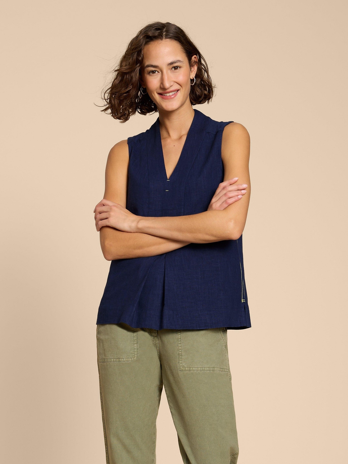 Celia Ärmellose Bluse aus Materialmix - 34