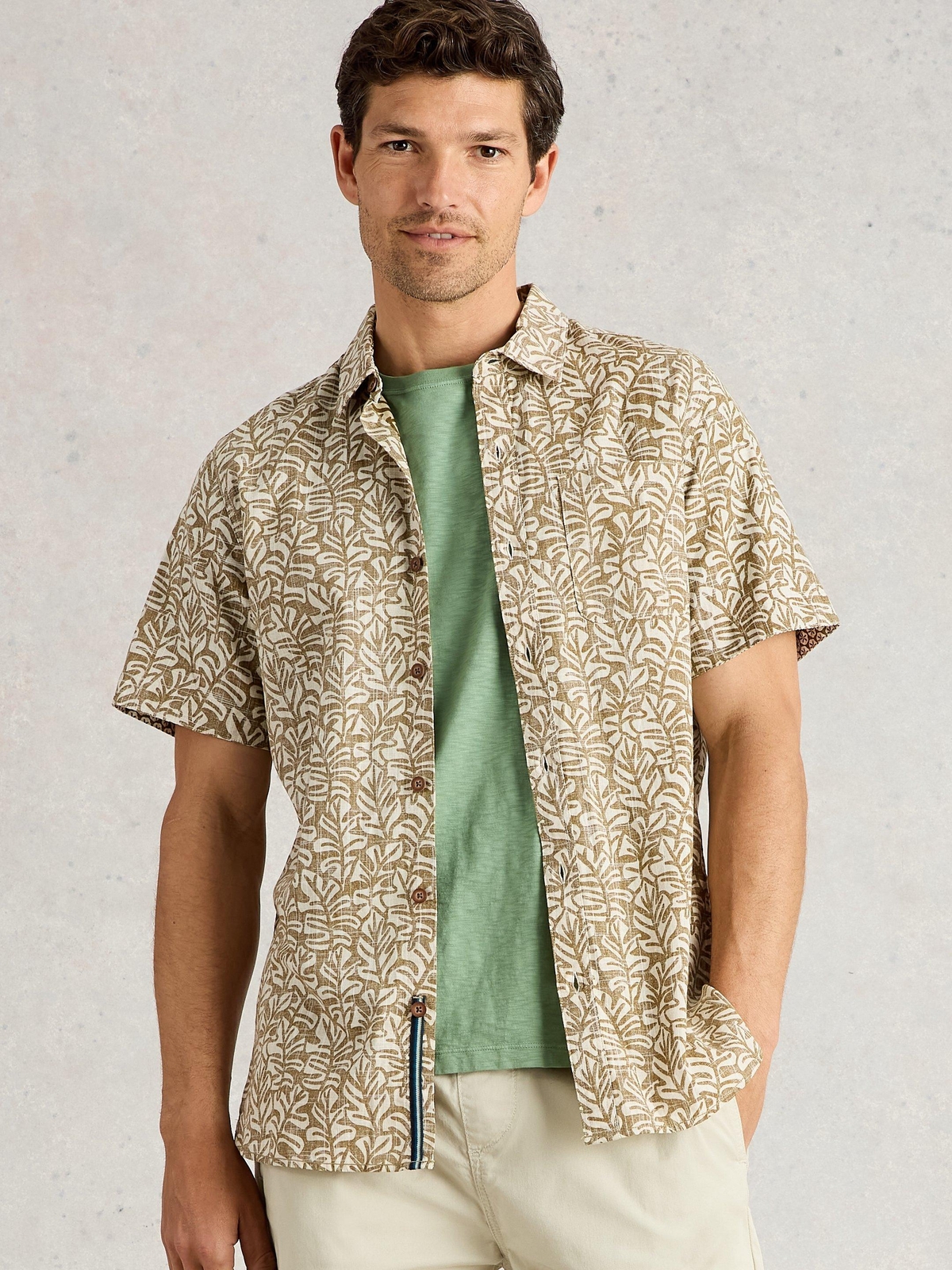 Hemd Finsbury mit Blätterprint - S