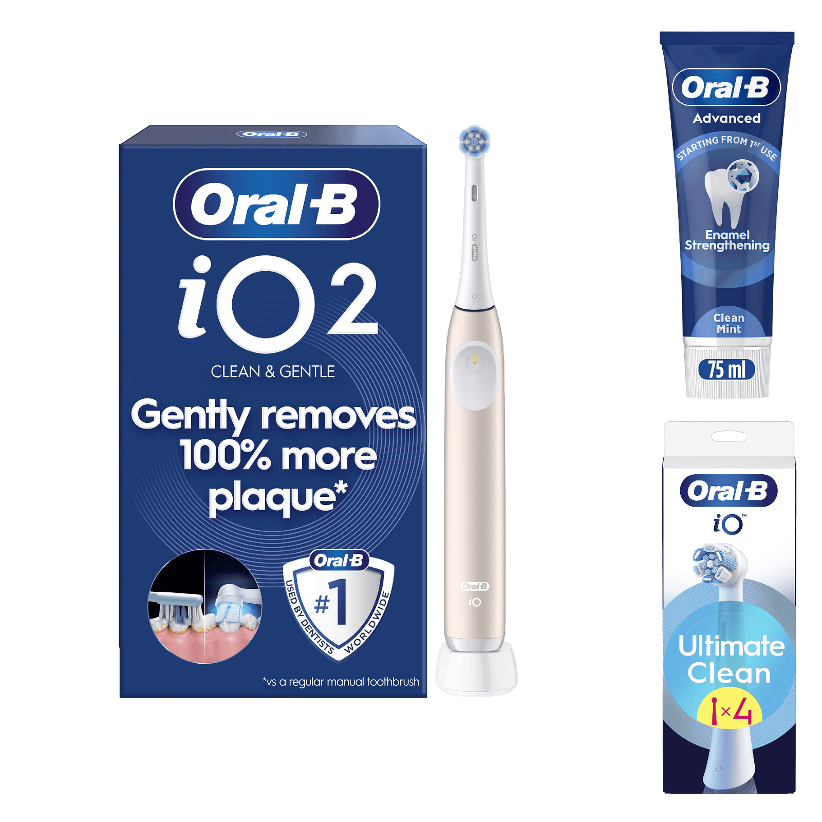 Oral-B iO2 Electric Toothbrush - With Toothpaste - Toothbrush + 4 Toothbrush Heads
